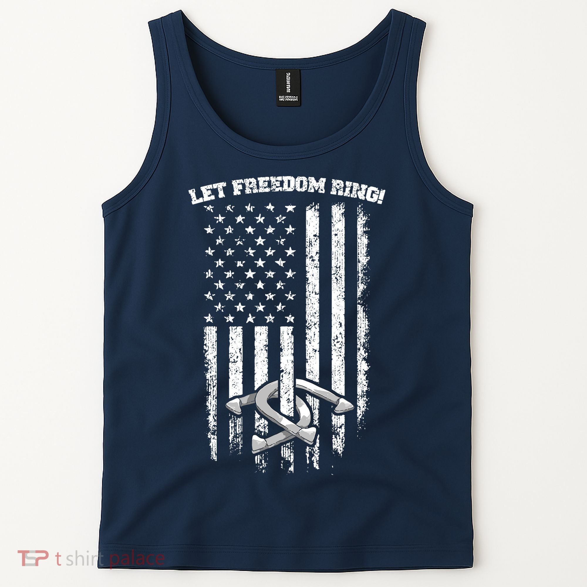 Horseshoes Pitching Patriotic Distressed American Flag Gift Tank Top