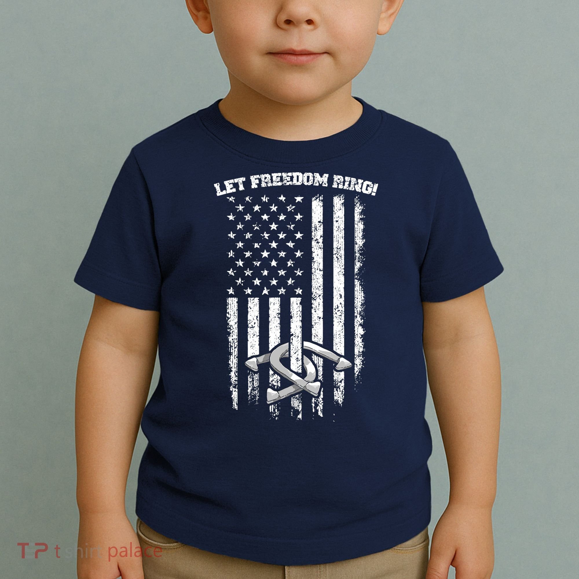 Horseshoes Pitching Patriotic Distressed American Flag Gift Toddler T-Shirt