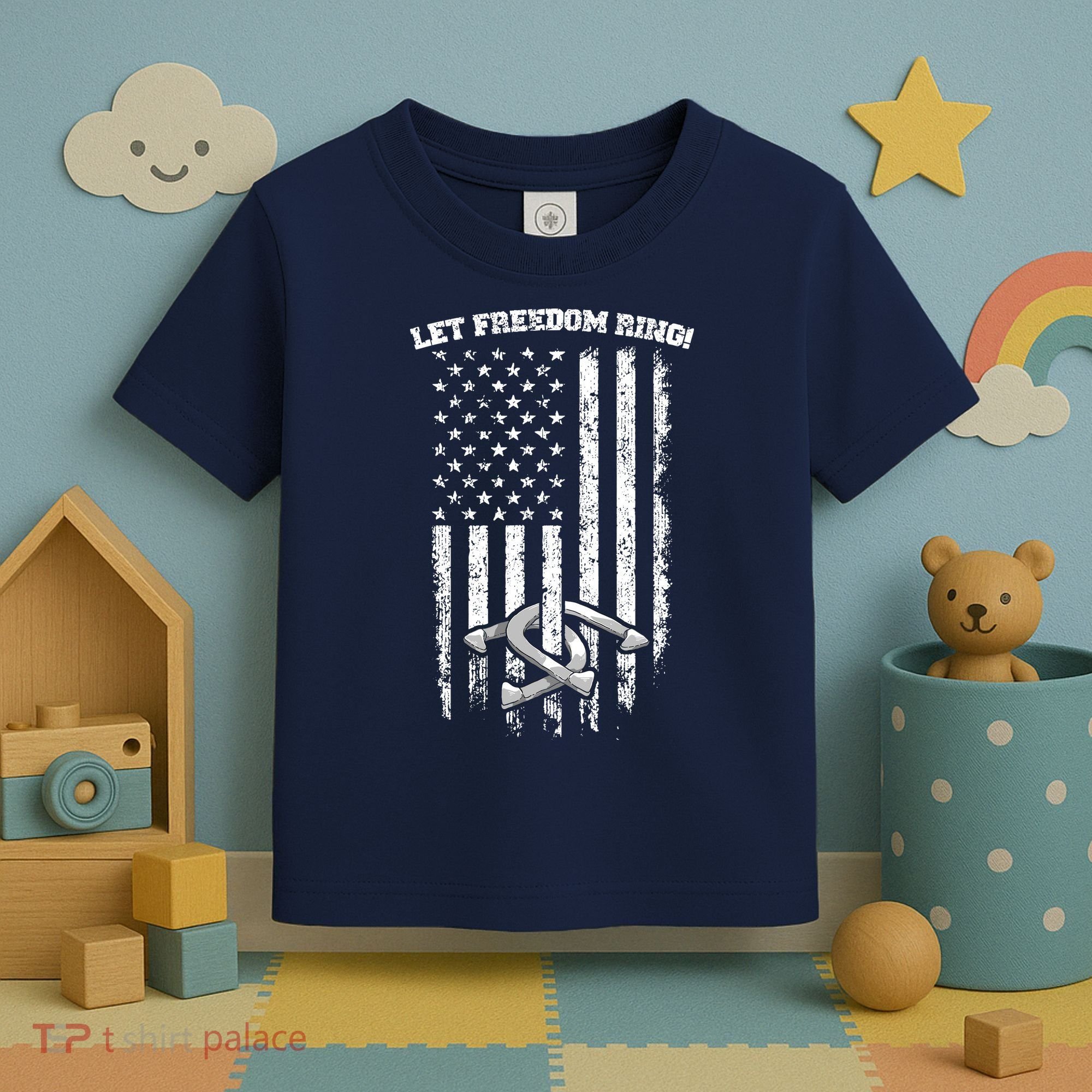 Horseshoes Pitching Patriotic Distressed American Flag Gift Toddler T-Shirt