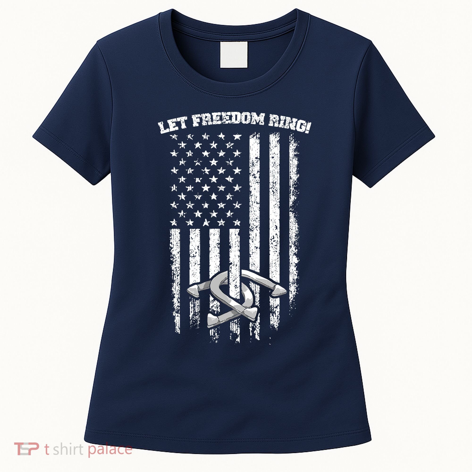 Horseshoes Pitching Patriotic Distressed American Flag Gift Women's T-Shirt