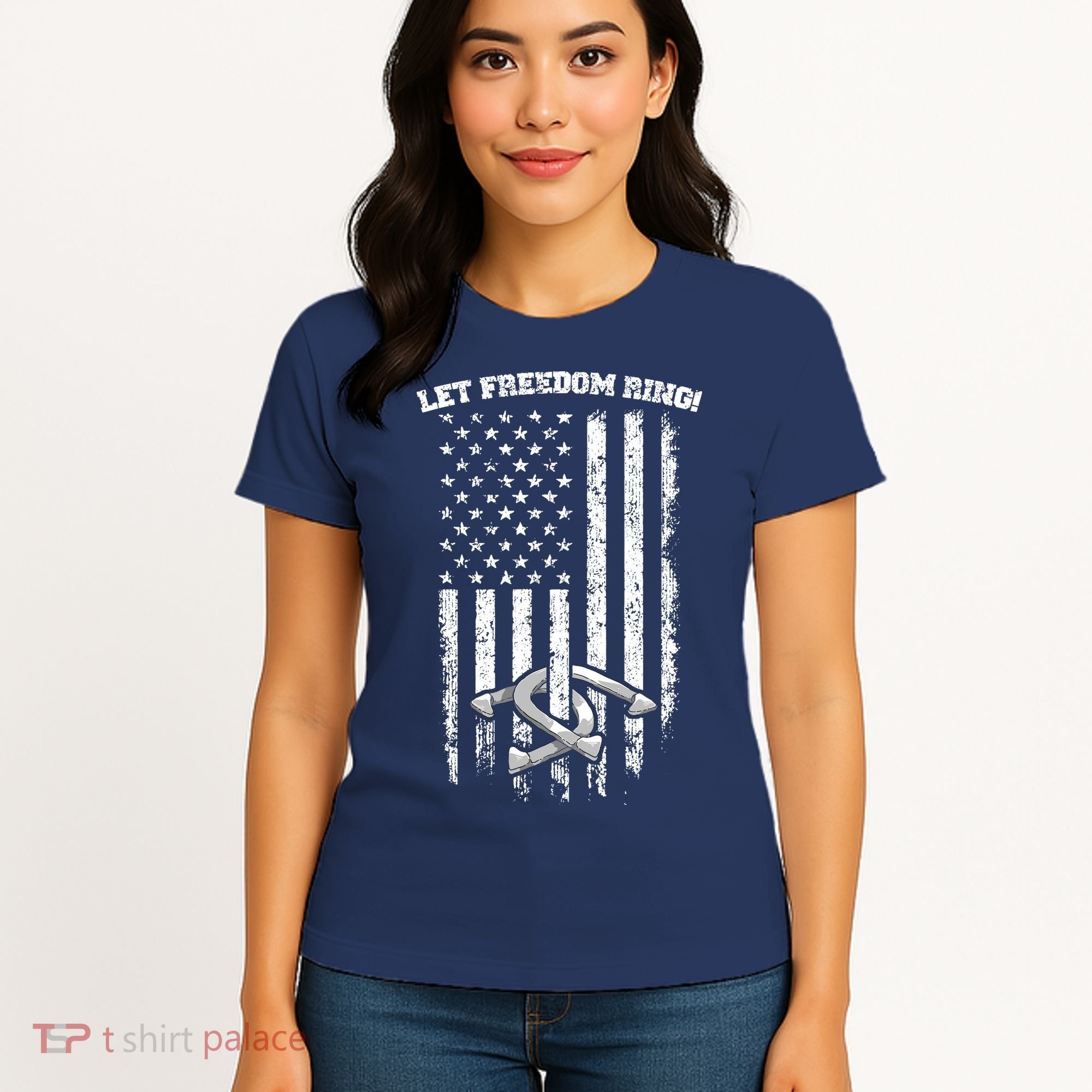 Horseshoes Pitching Patriotic Distressed American Flag Gift Women's T-Shirt