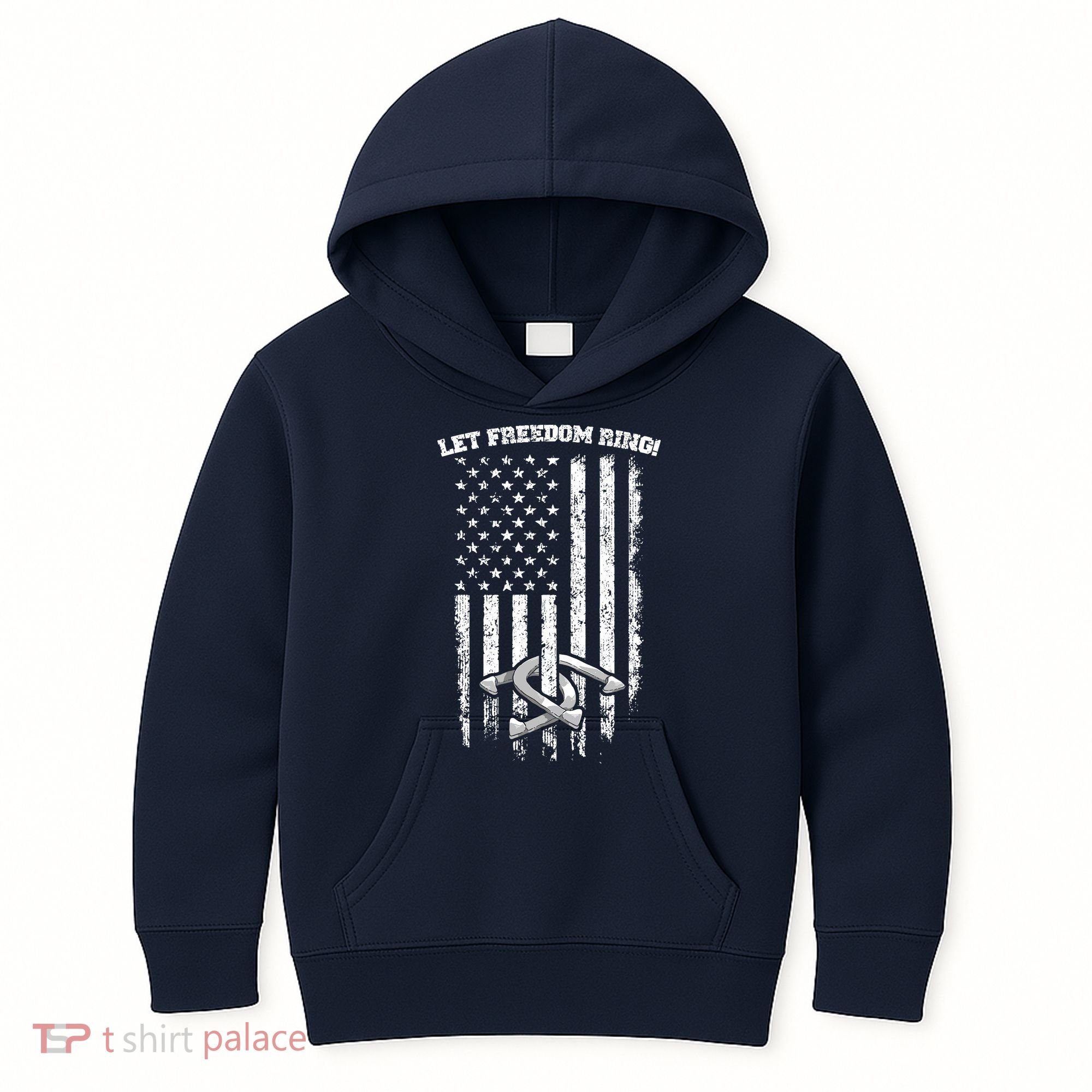 Horseshoes Pitching Patriotic Distressed American Flag Gift Kids Hoodie