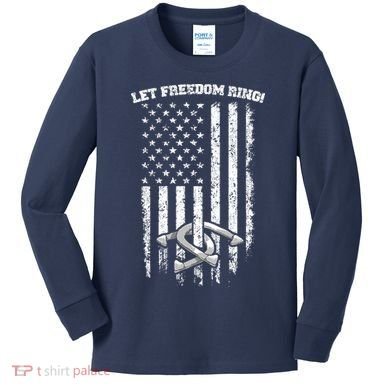Horseshoes Pitching Patriotic Distressed American Flag Gift Kids Long Sleeve Shirt