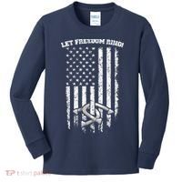Horseshoes Pitching Patriotic Distressed American Flag Gift Kids Long Sleeve Shirt thumb 0