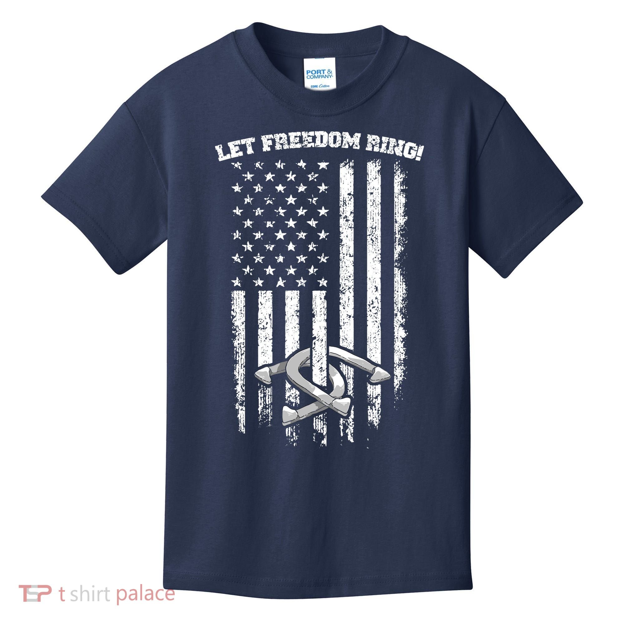 Horseshoes Pitching Patriotic Distressed American Flag Gift Kids T-Shirt