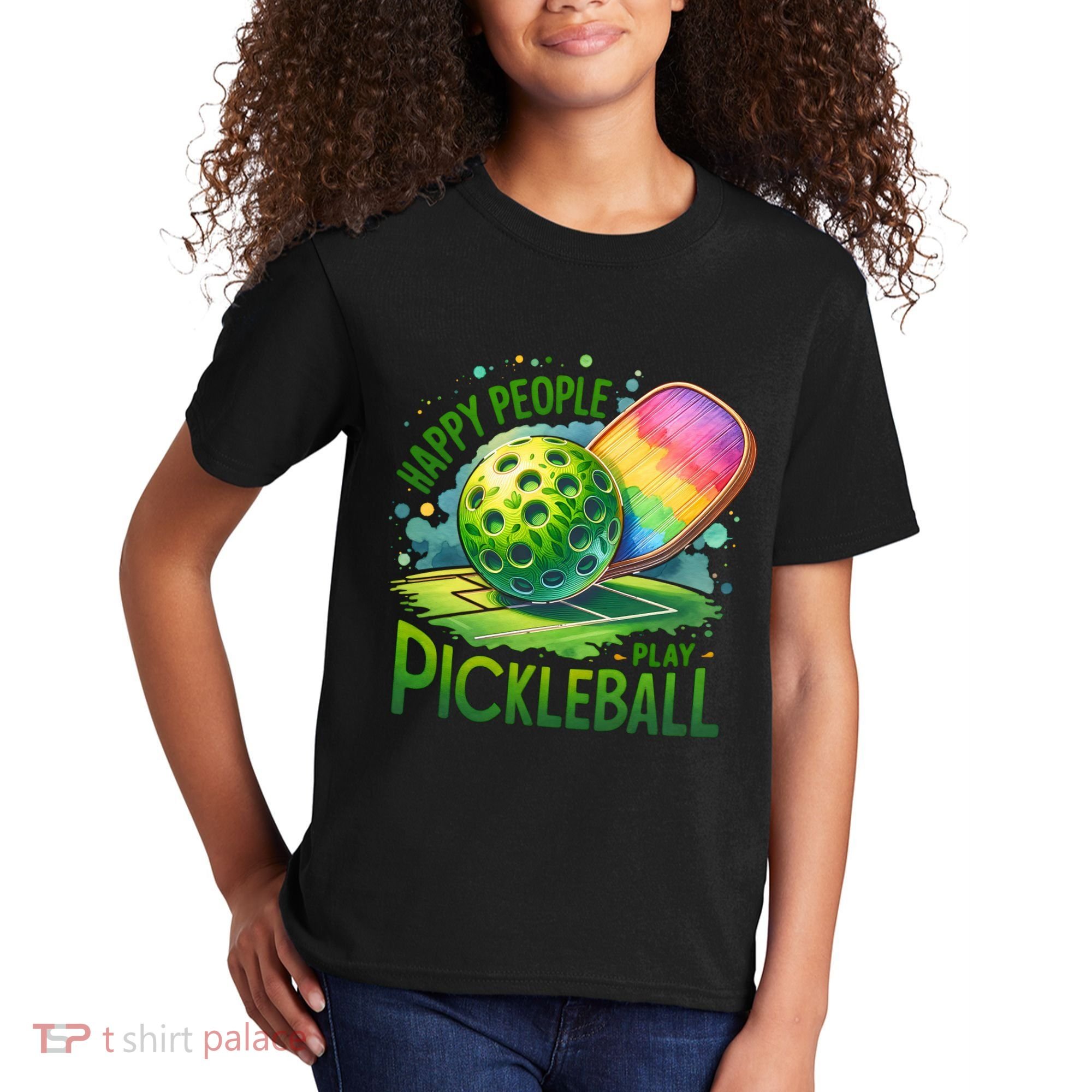Happy People Play Pickleball Kids T-Shirt
