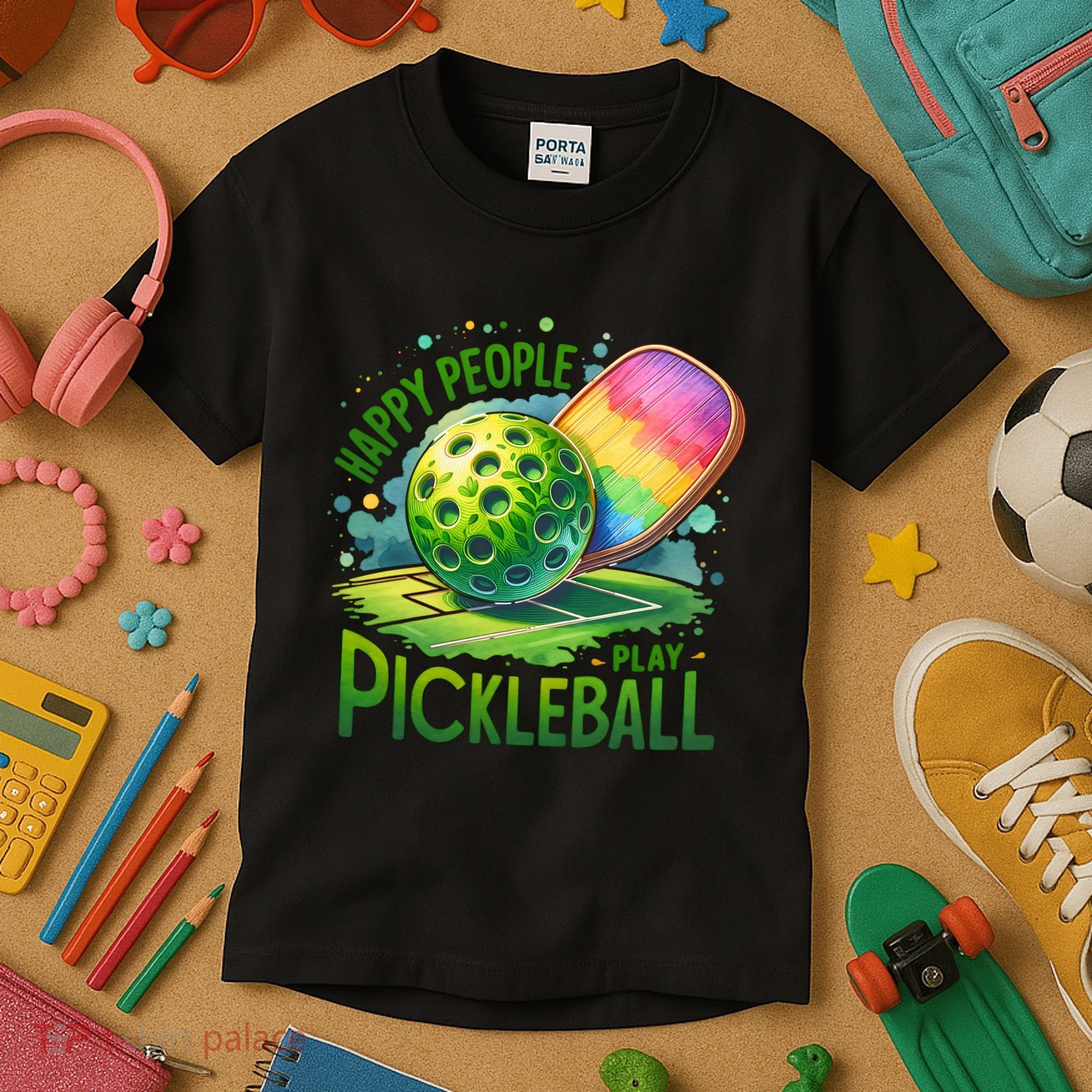 Happy People Play Pickleball Kids T-Shirt