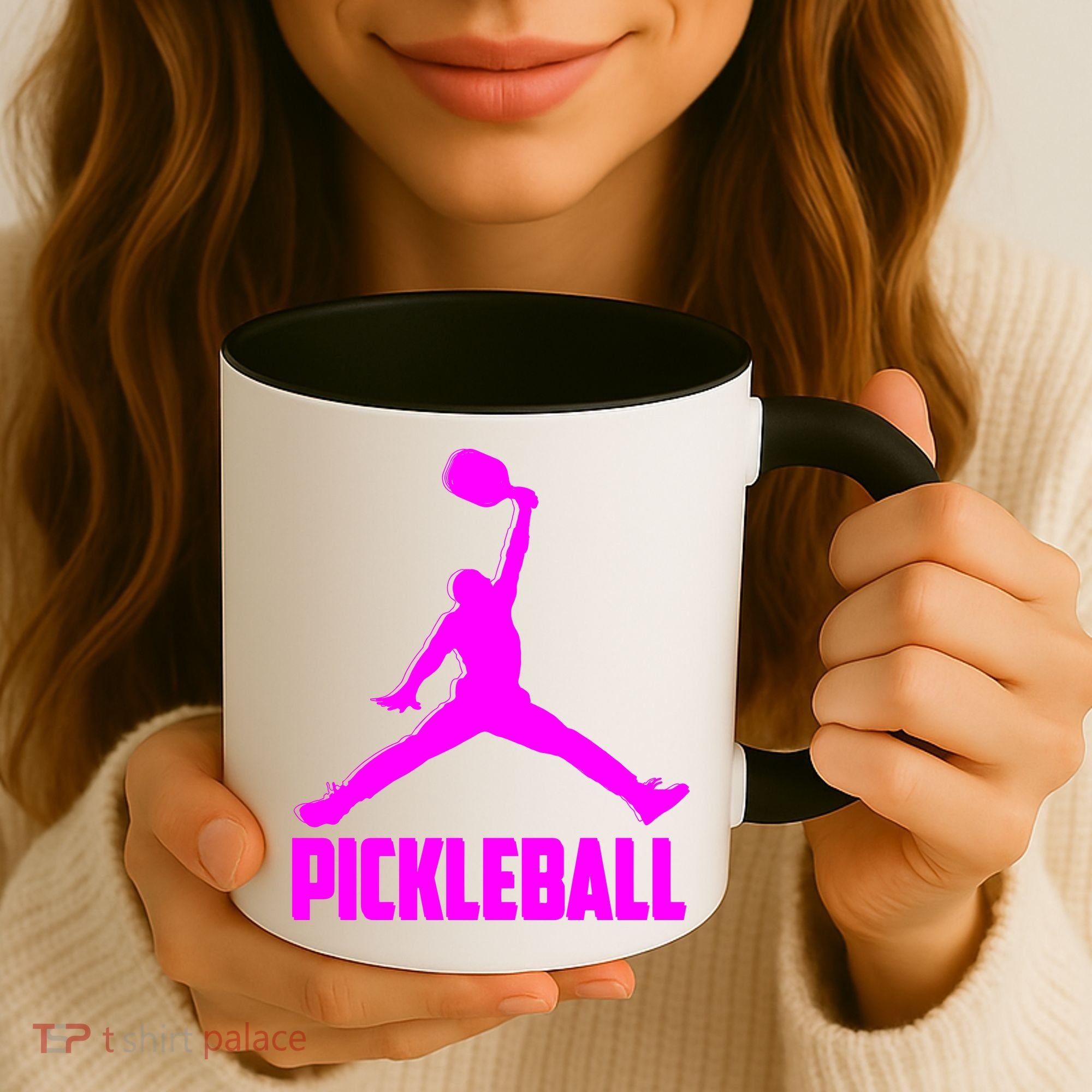 Hot Pink Pickleball Sports Logo Coffee Mug