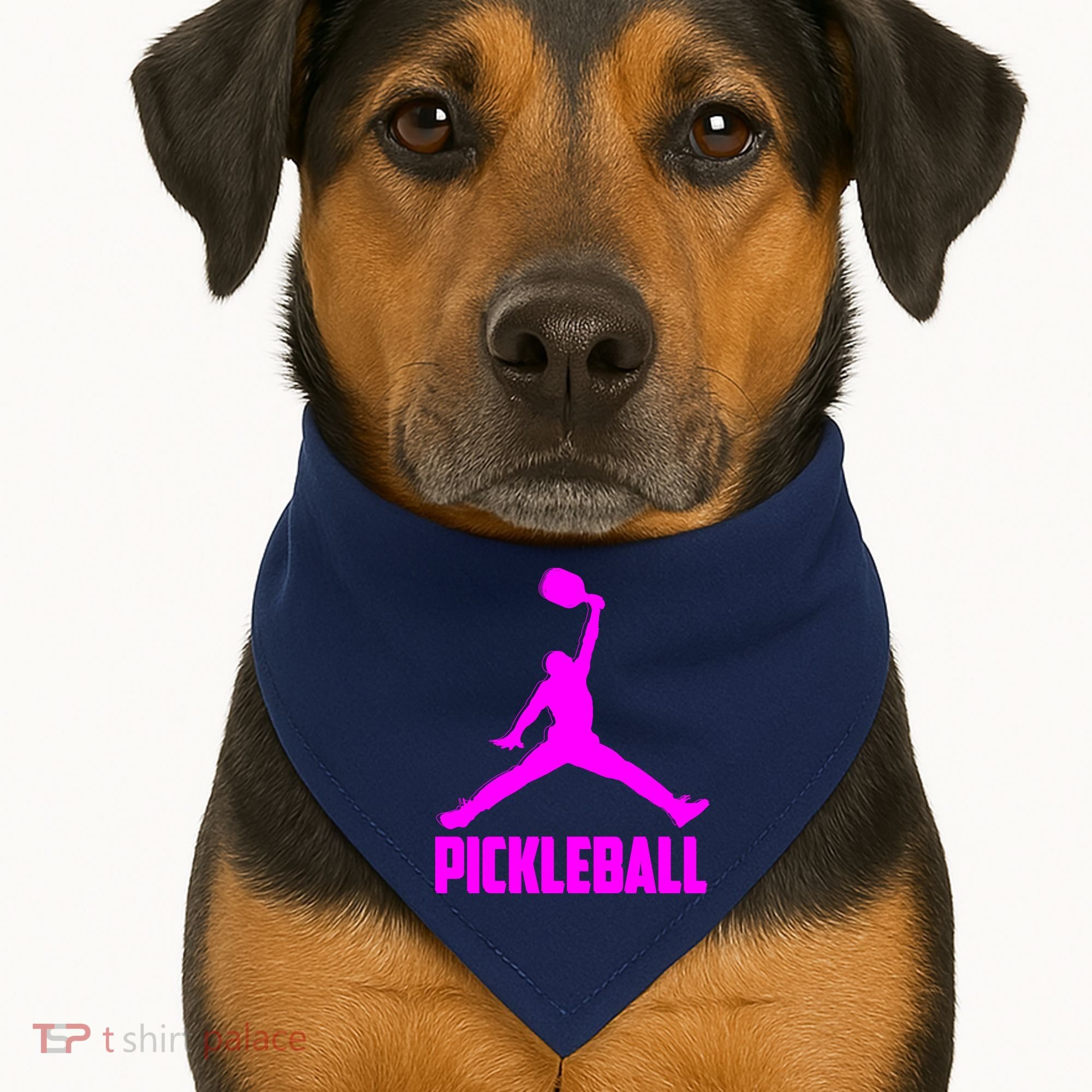 Hot Pink Pickleball Sports Logo USA-Made Doggie Bandana
