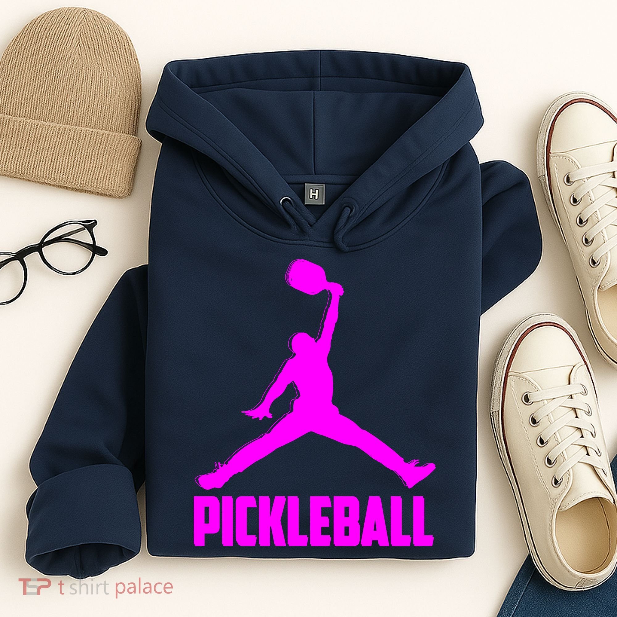 Hot Pink Pickleball Sports Logo Hoodie