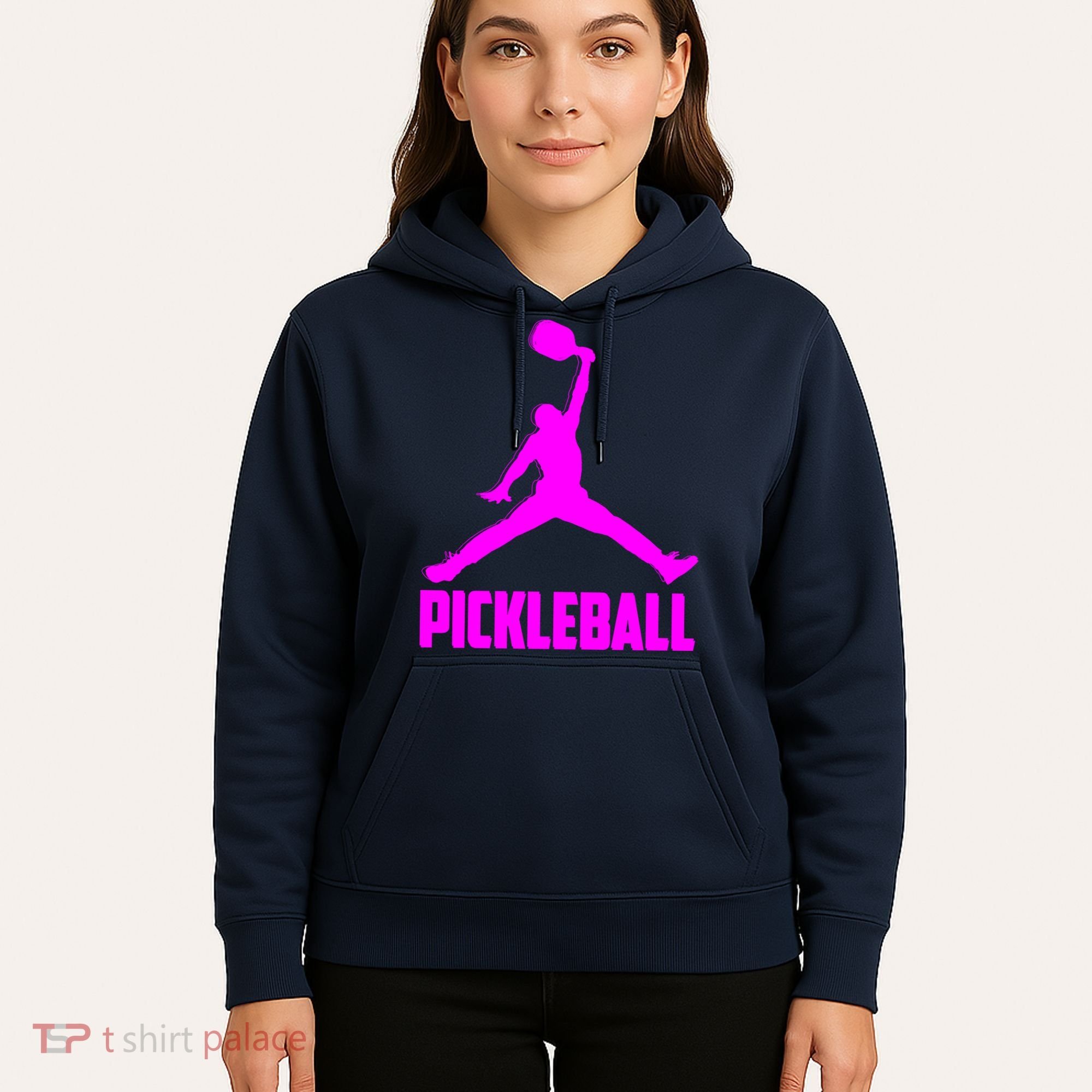 Hot Pink Pickleball Sports Logo Hoodie