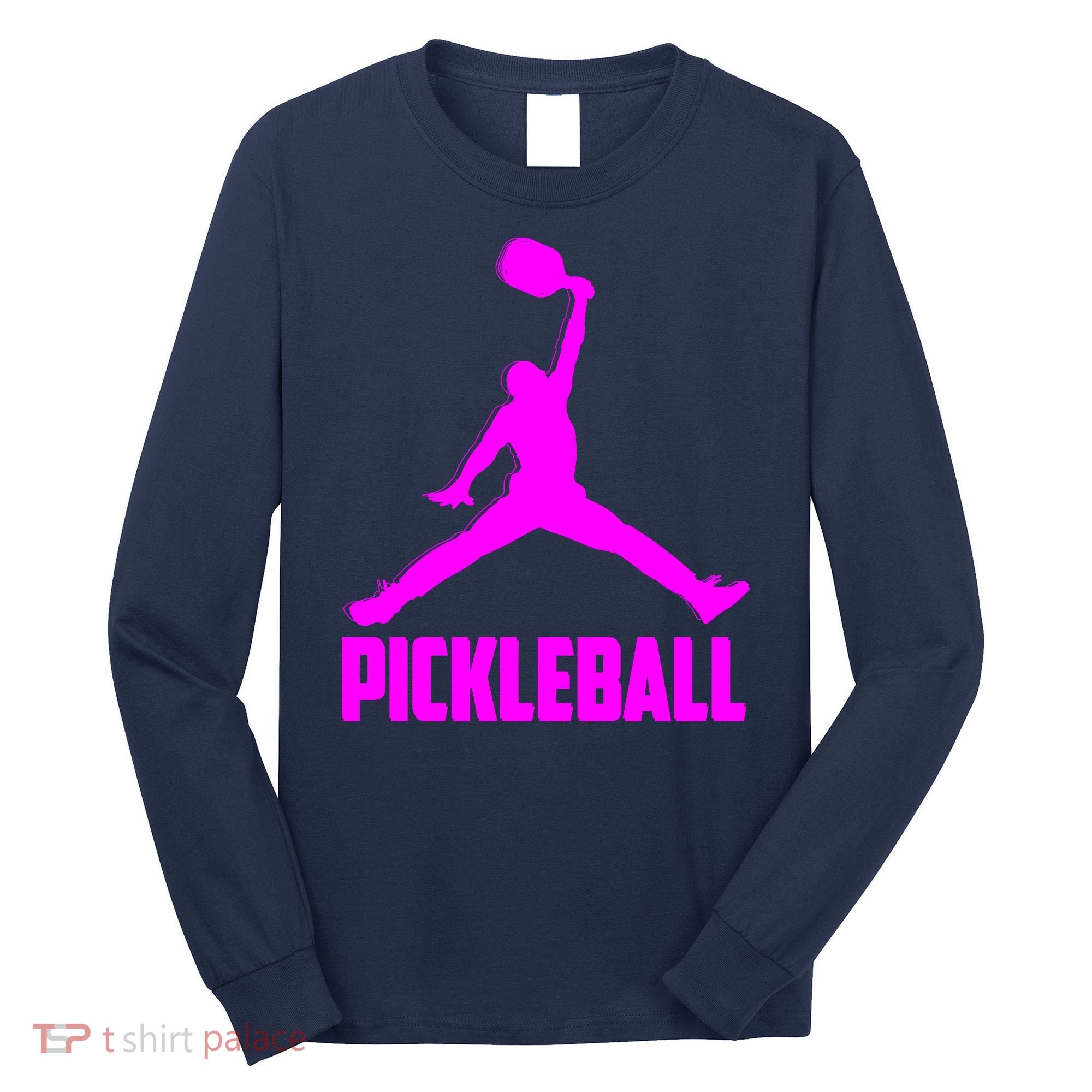 Hot Pink Pickleball Sports Logo Long Sleeve Shirt