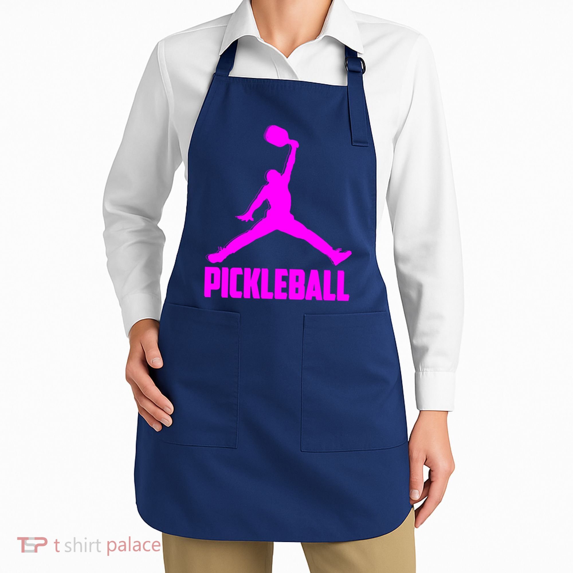 Hot Pink Pickleball Sports Logo Apron