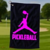 Hot Pink Pickleball Sports Logo Golf Towel thumb 1