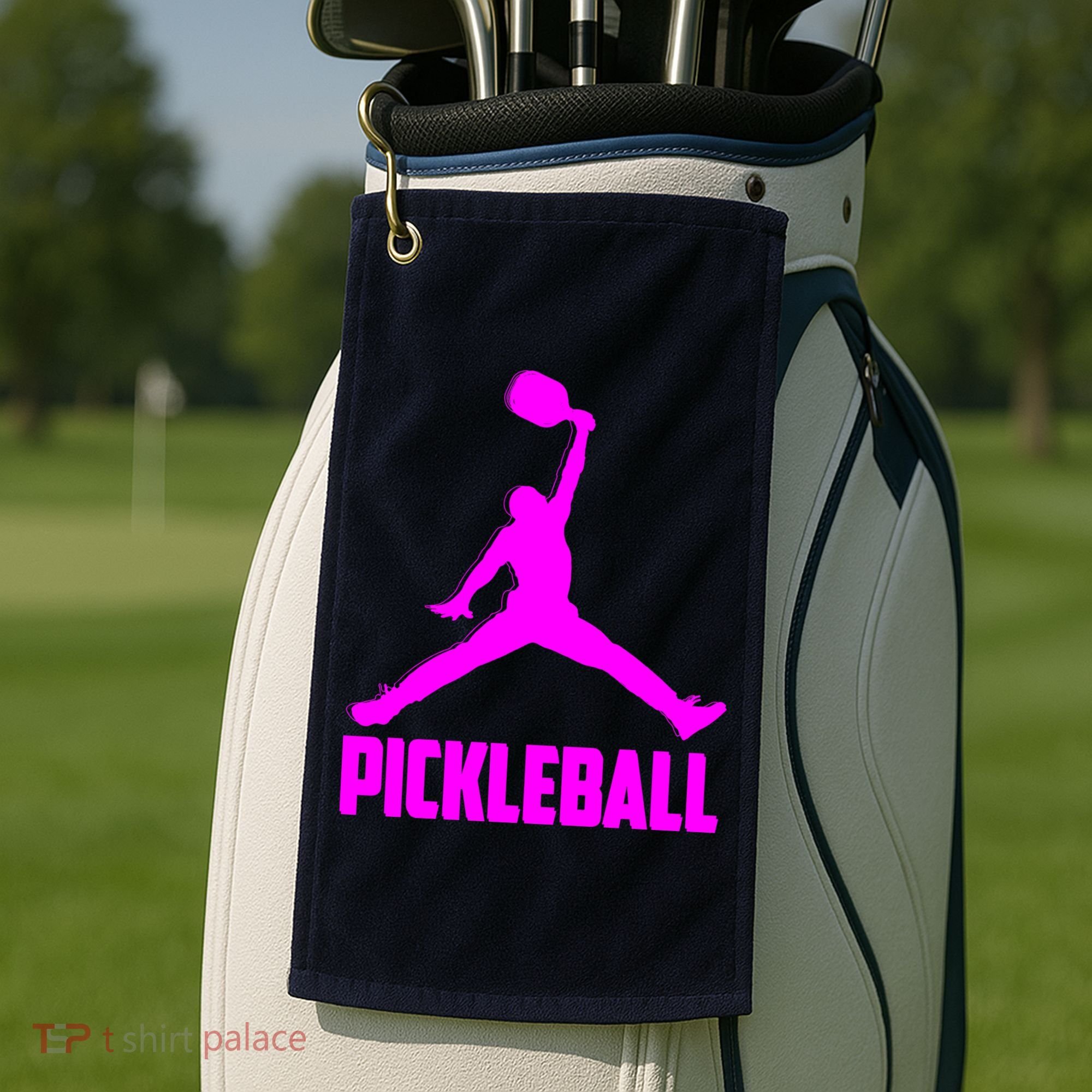 Hot Pink Pickleball Sports Logo Golf Towel