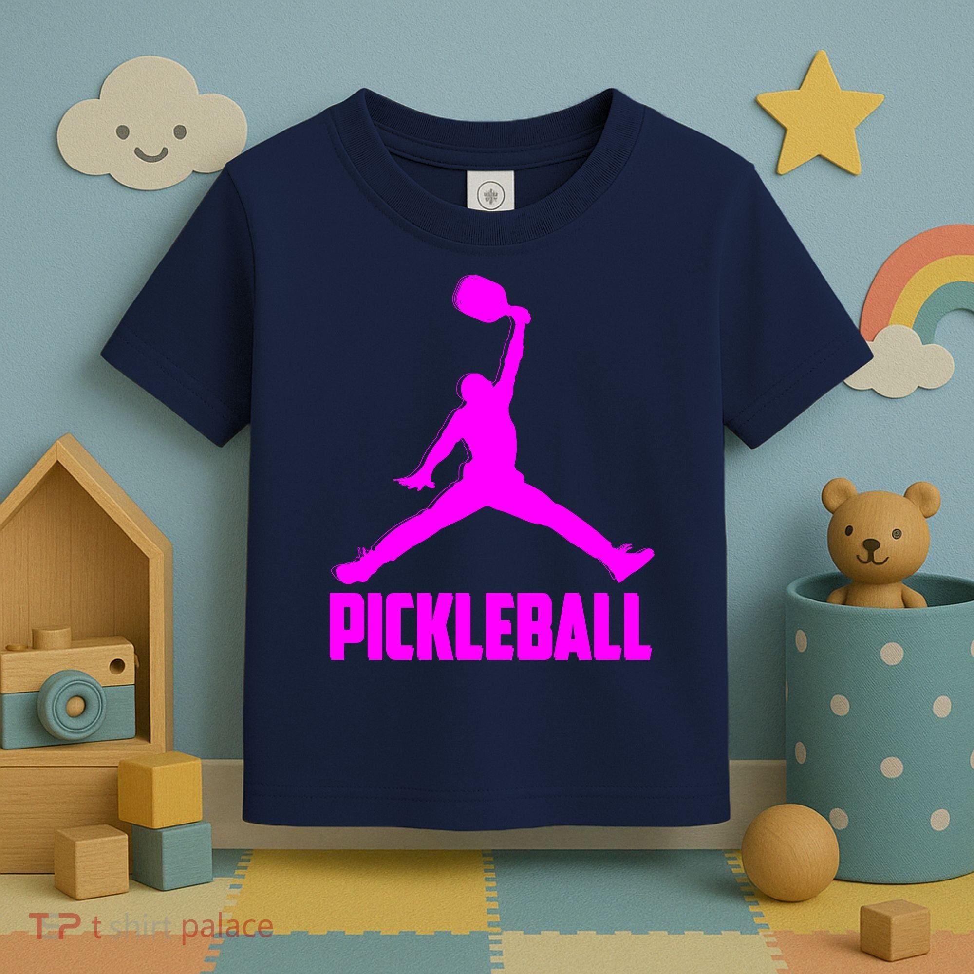 Hot Pink Pickleball Sports Logo Toddler T-Shirt