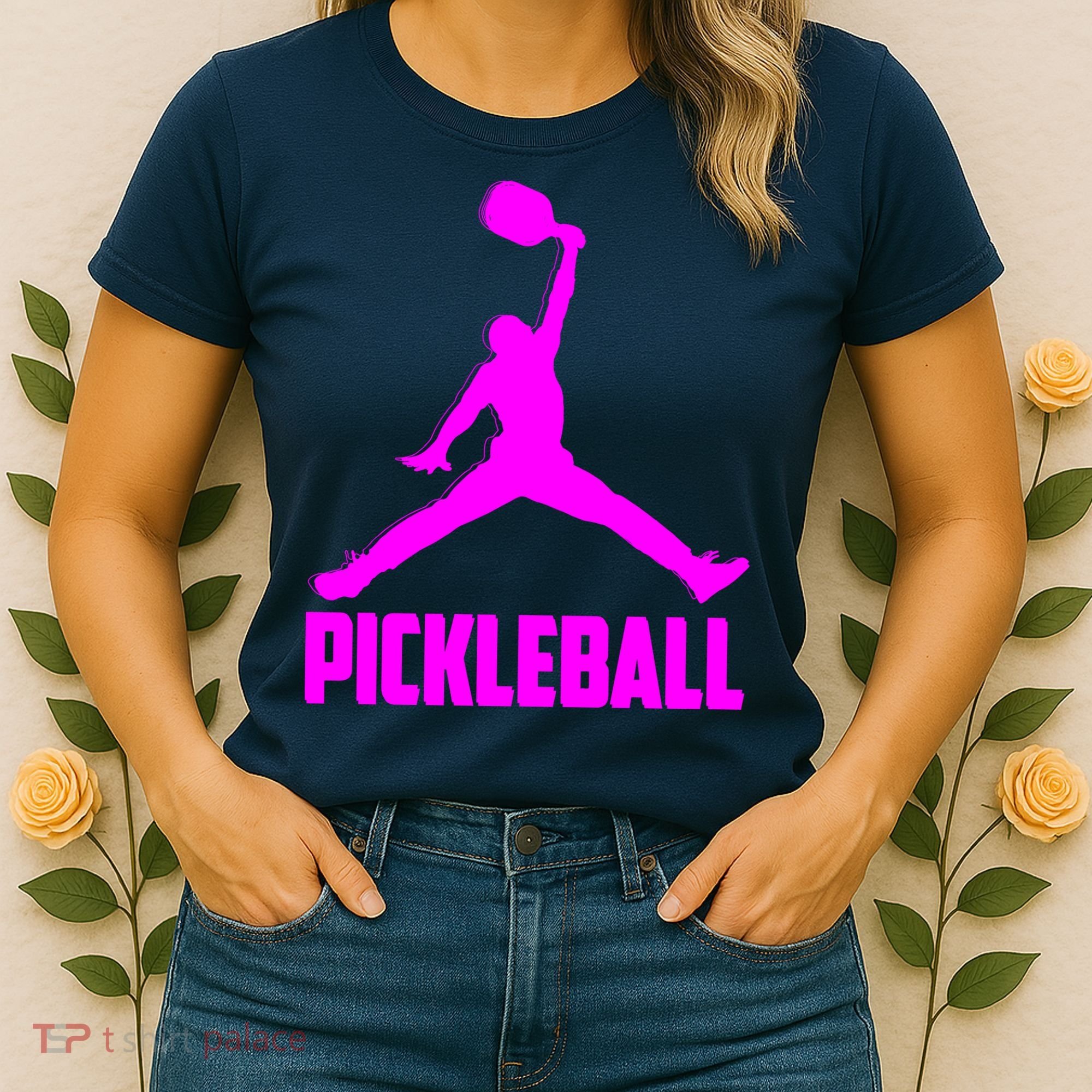 Hot Pink Pickleball Sports Logo Women's T-Shirt