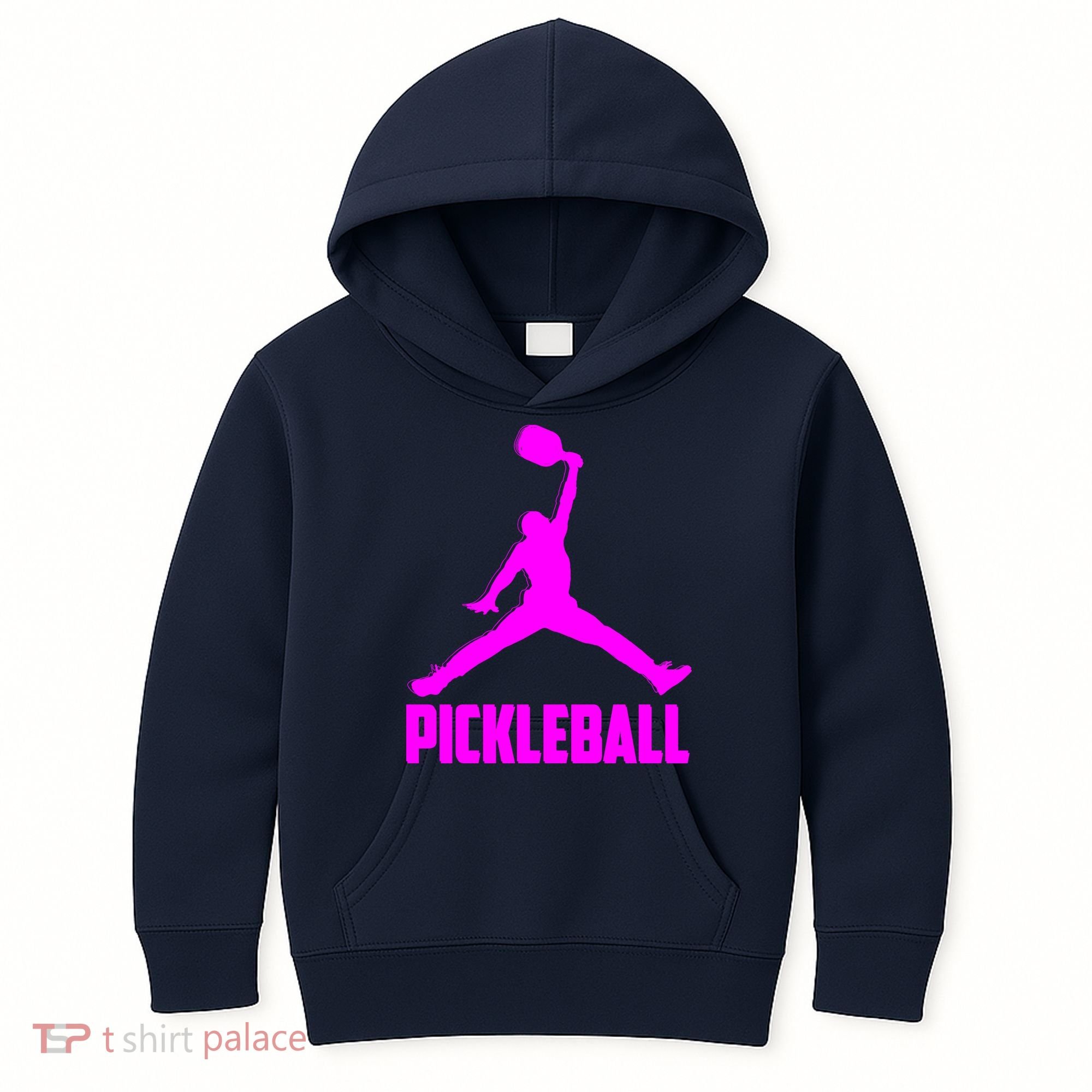 Hot Pink Pickleball Sports Logo Kids Hoodie