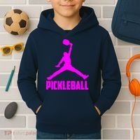 Hot Pink Pickleball Sports Logo Kids Hoodie thumb 2