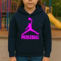 Hot Pink Pickleball Sports Logo Kids Hoodie thumb 3