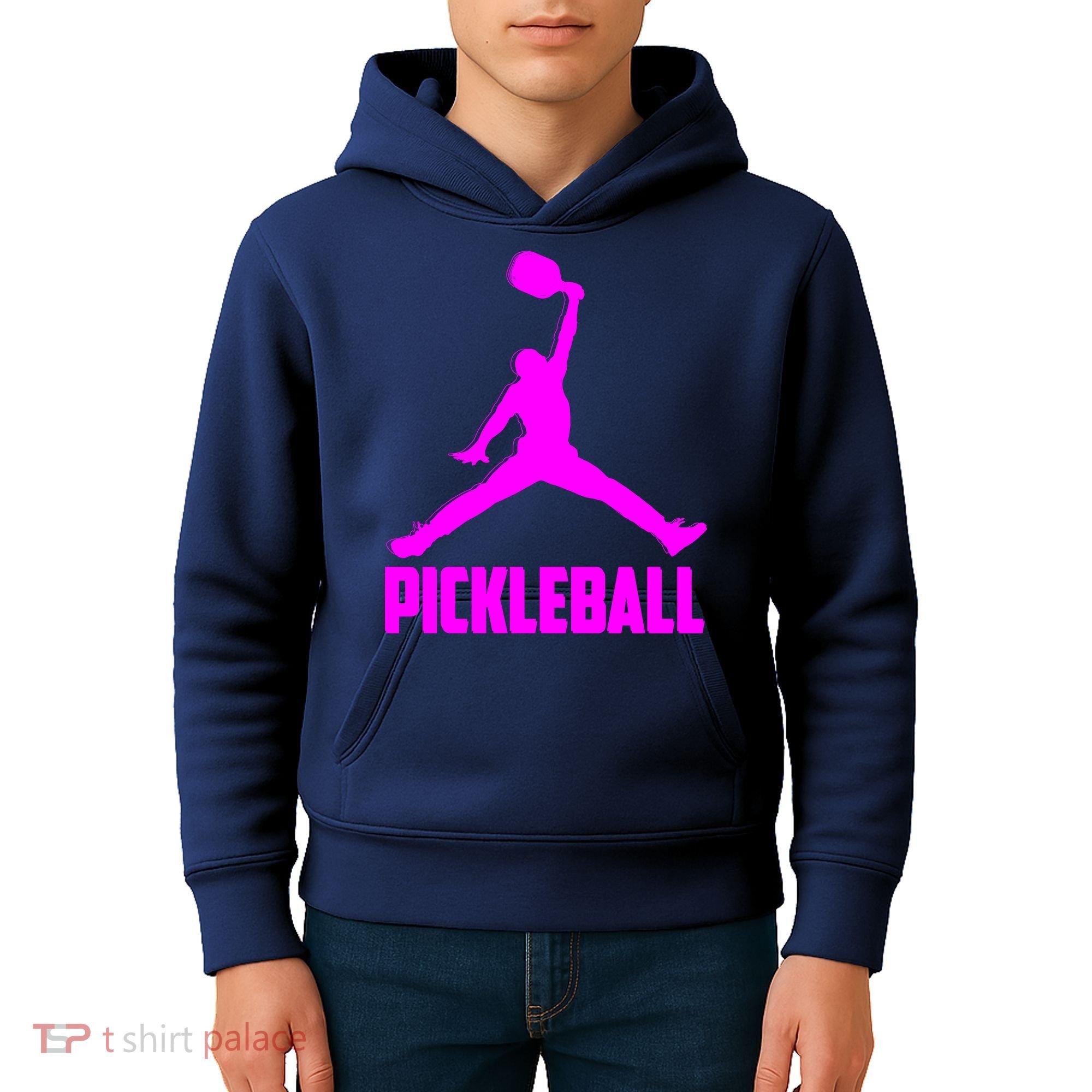 Hot Pink Pickleball Sports Logo Kids Hoodie