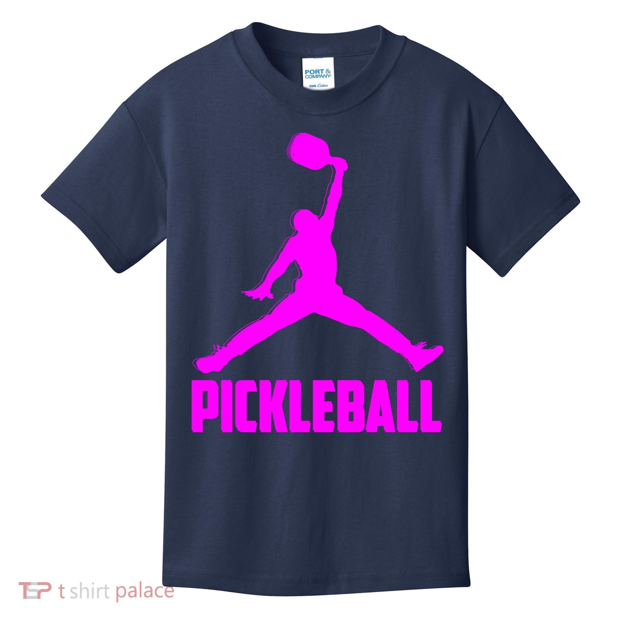 Hot Pink Pickleball Sports Logo Kids T-Shirt