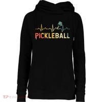 heartbeat Pickleballer Pickle Baller Pickleball Player Womens Funnel Neck Pullover Hood thumb 0