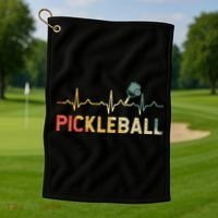 heartbeat Pickleballer Pickle Baller Pickleball Player Golf Towel thumb 1