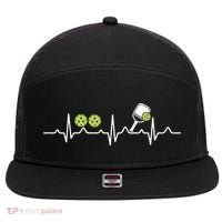 Heartbeat Pulse Pickleball Funny Gift 7 Panel Mesh Trucker Snapback Hat thumb 0