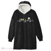 Heartbeat Pulse Pickleball Funny Gift Hooded Wearable Blanket thumb 0
