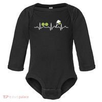 Heartbeat Pulse Pickleball Funny Gift Baby Long Sleeve Bodysuit thumb 0