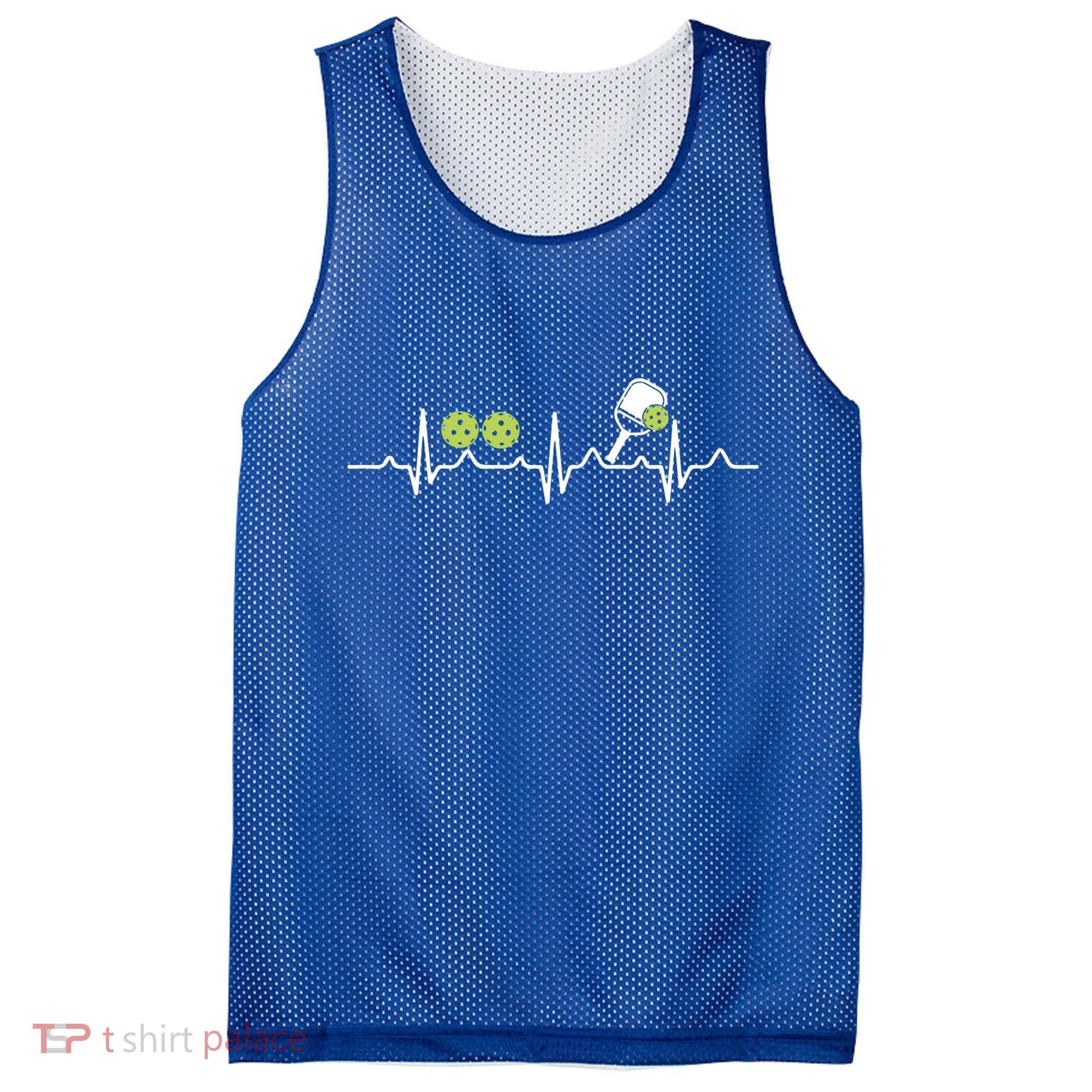 Heartbeat Pulse Pickleball Funny Gift Mesh Reversible Basketball Jersey Tank