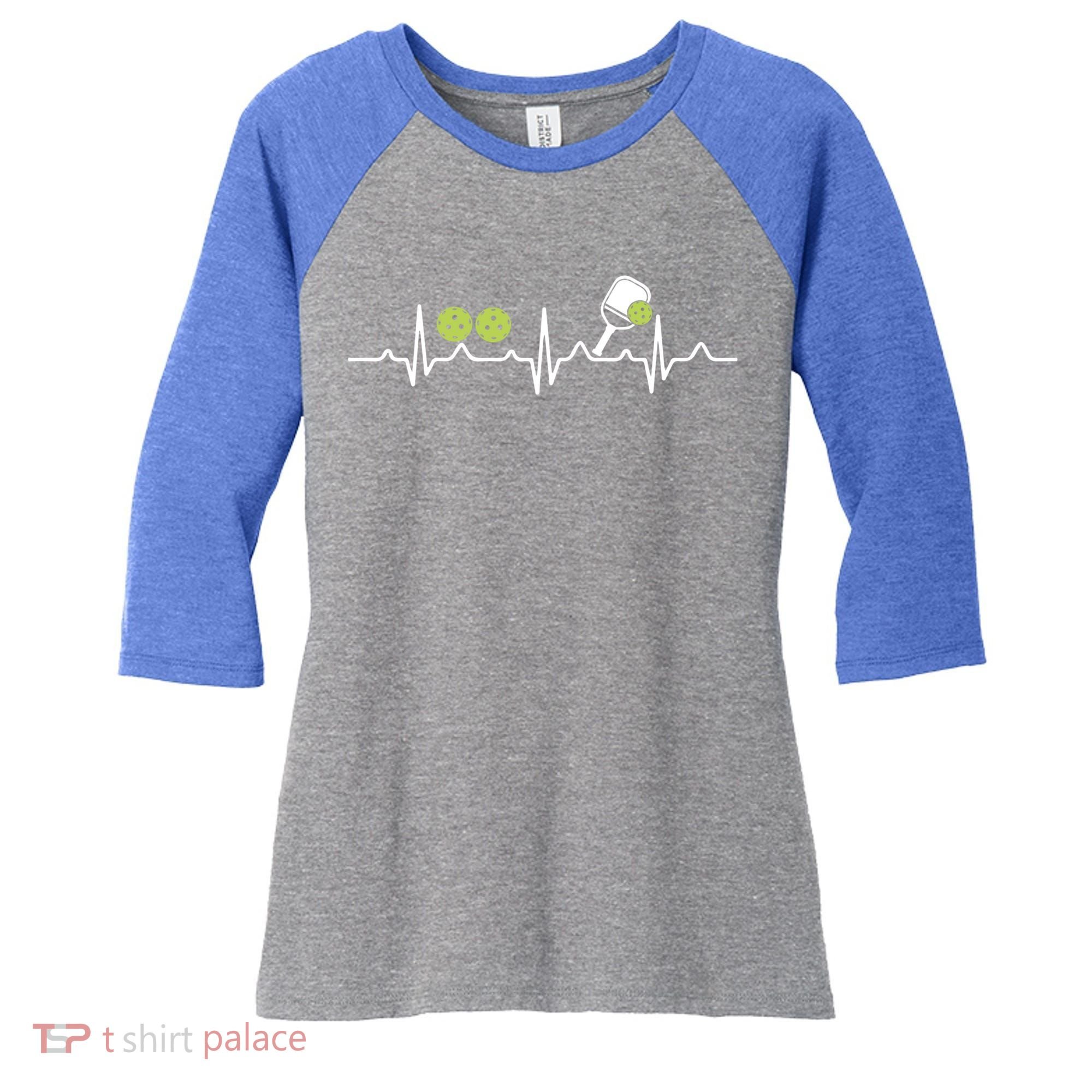 Heartbeat Pulse Pickleball Funny Gift Women's Tri-Blend 3/4-Sleeve Raglan Shirt