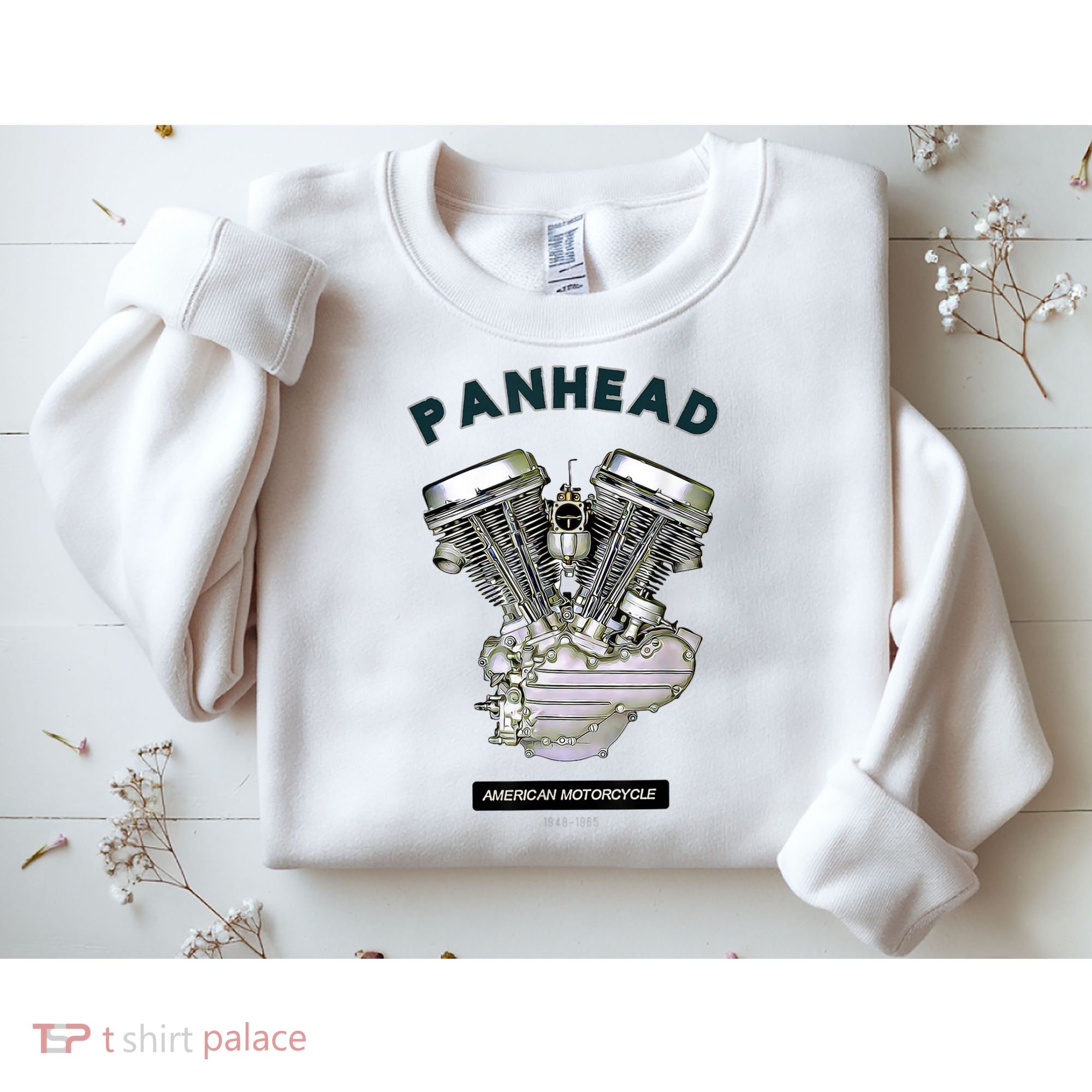HD PanHead Retro VTwin Engine Motorcycle 48 65 Biker Gear Sweatshirt