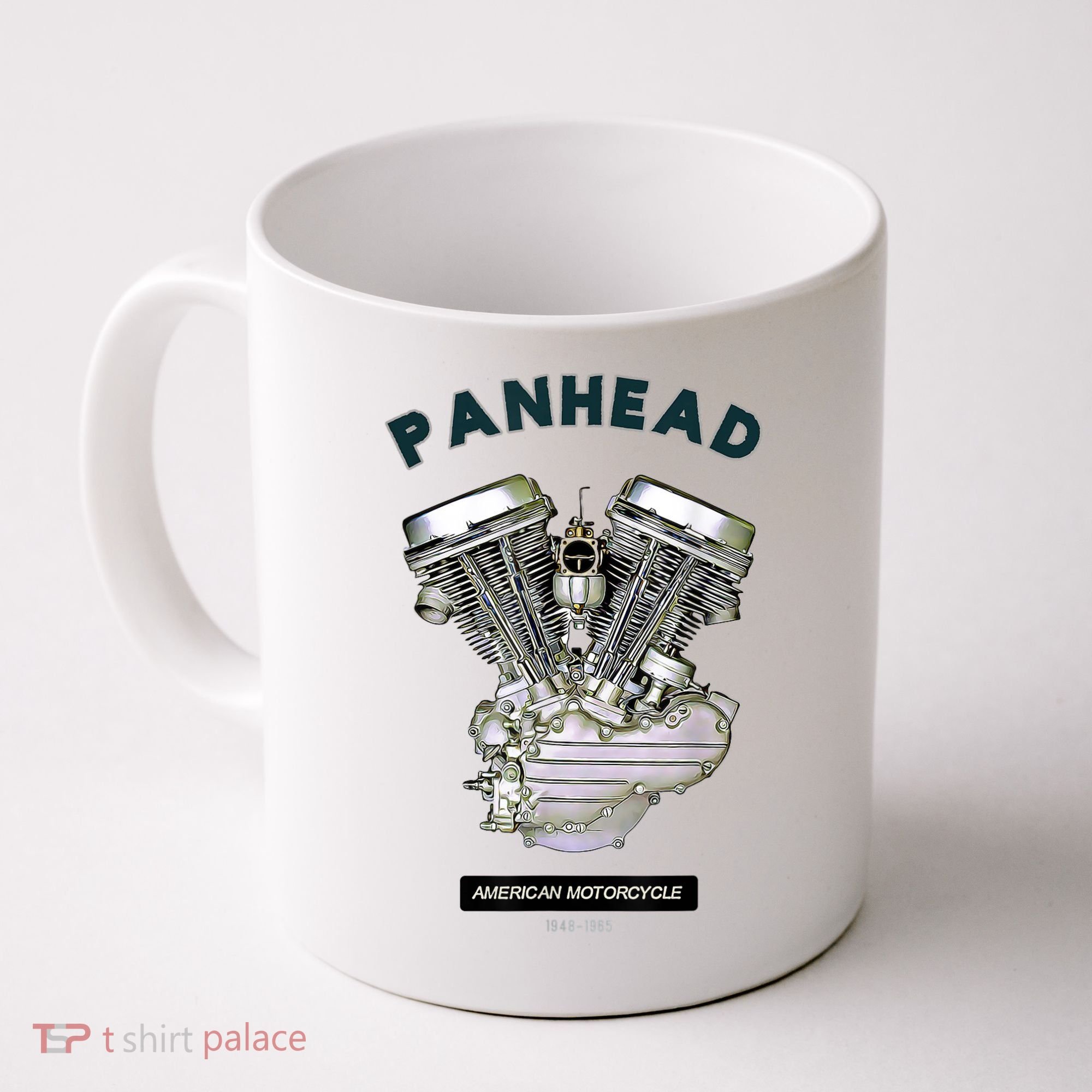 HD PanHead Retro VTwin Engine Motorcycle 48 65 Biker Gear Coffee Mug