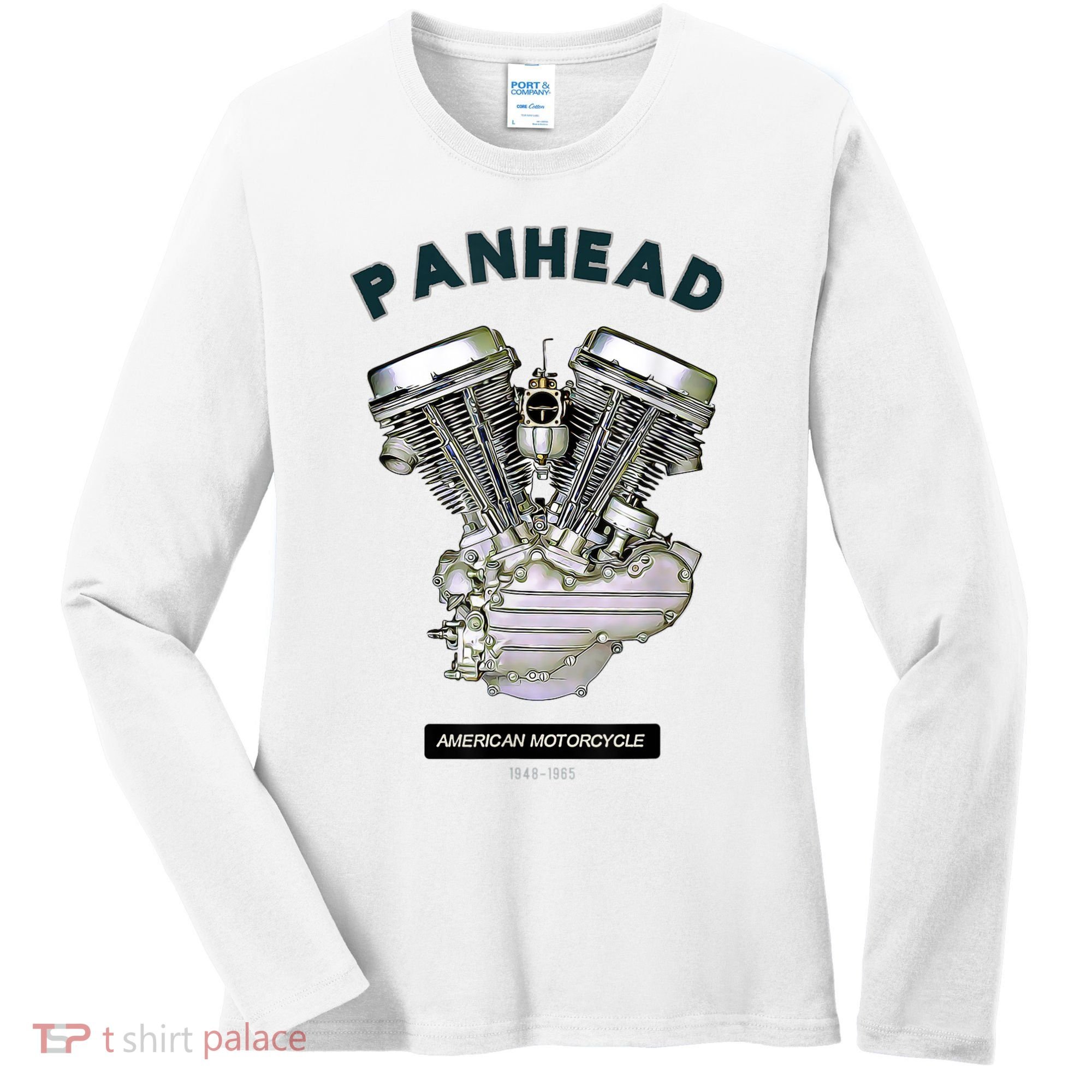 HD PanHead Retro VTwin Engine Motorcycle 48 65 Biker Gear Women's Long Sleeve Shirt