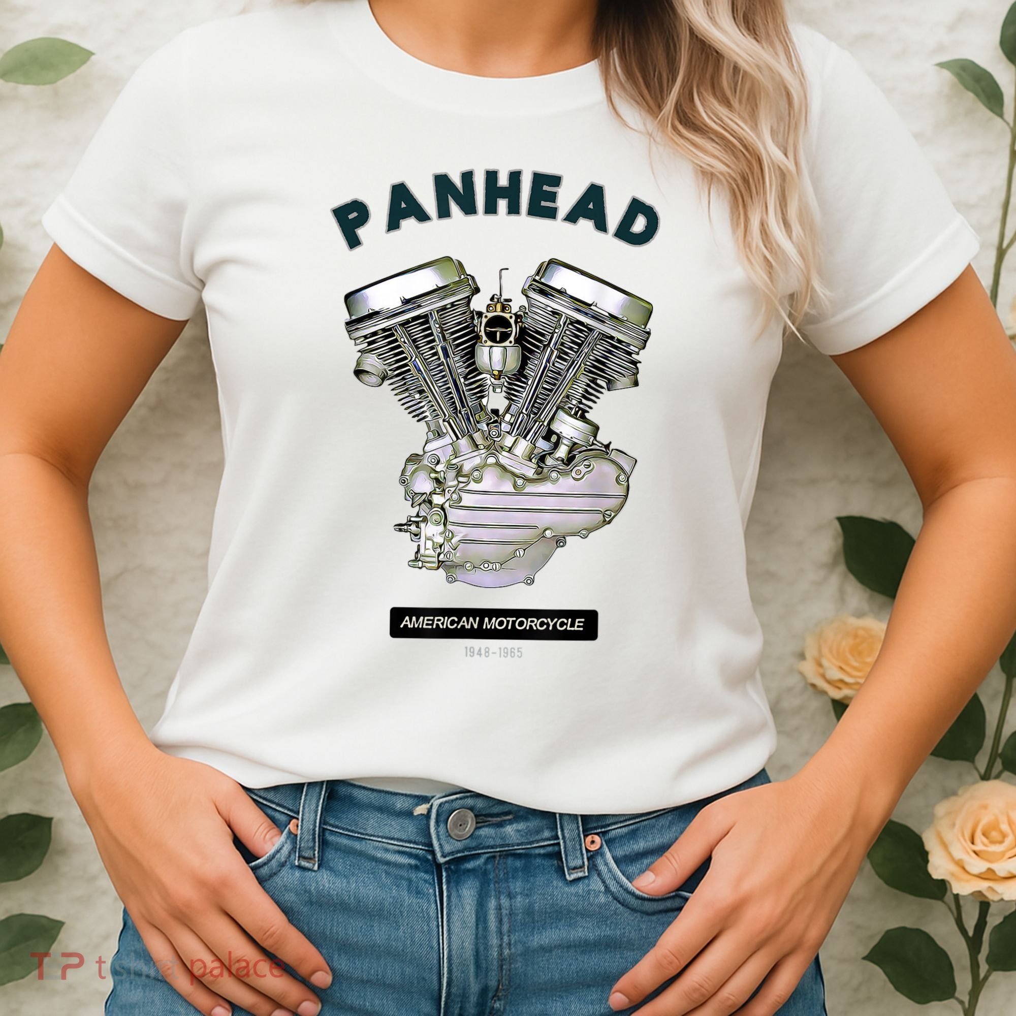 HD PanHead Retro VTwin Engine Motorcycle 48 65 Biker Gear Women's T-Shirt