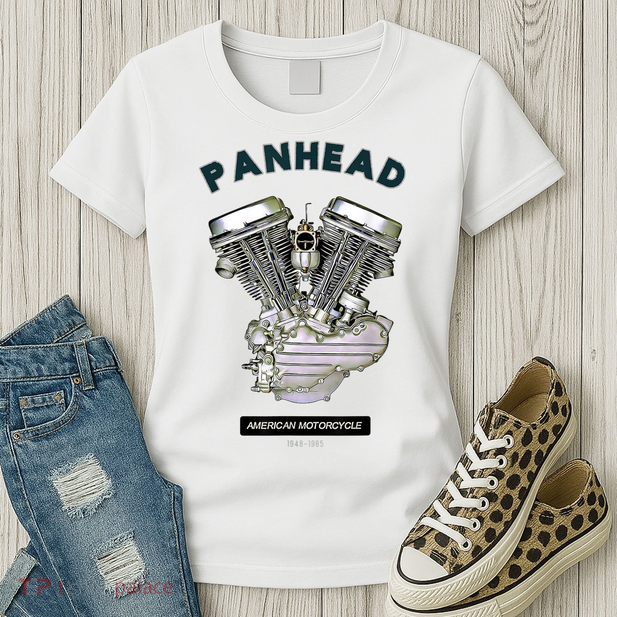 HD PanHead Retro VTwin Engine Motorcycle 48 65 Biker Gear Women's T-Shirt