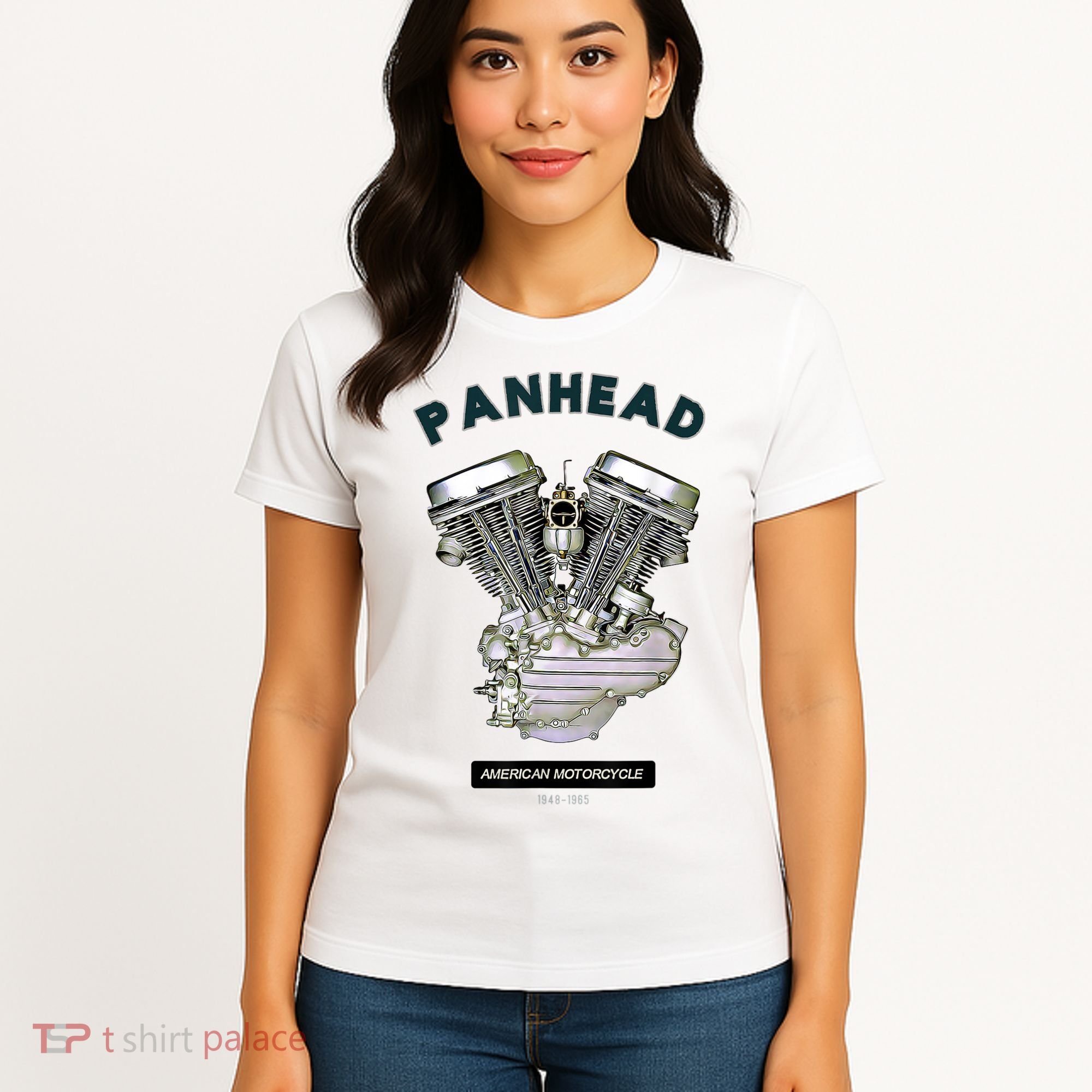 HD PanHead Retro VTwin Engine Motorcycle 48 65 Biker Gear Women's T-Shirt
