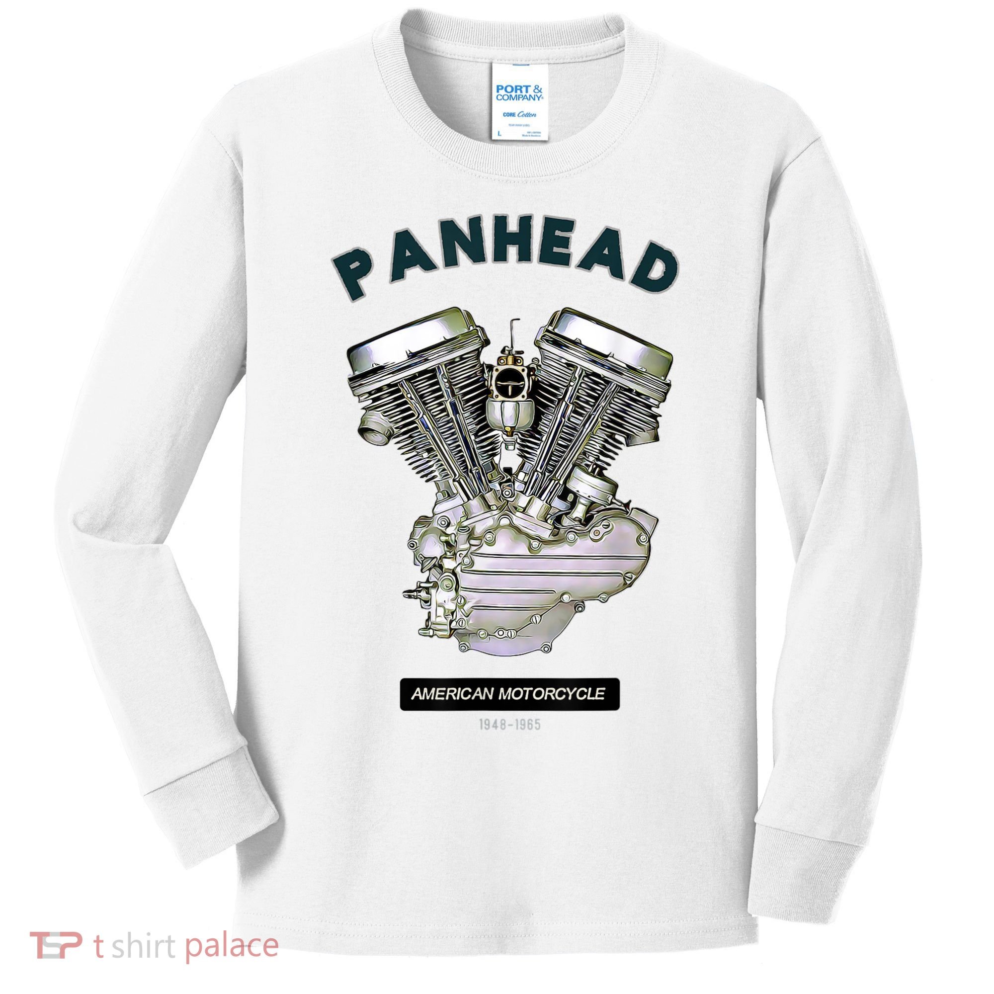 HD PanHead Retro VTwin Engine Motorcycle 48 65 Biker Gear Kids Long Sleeve Shirt