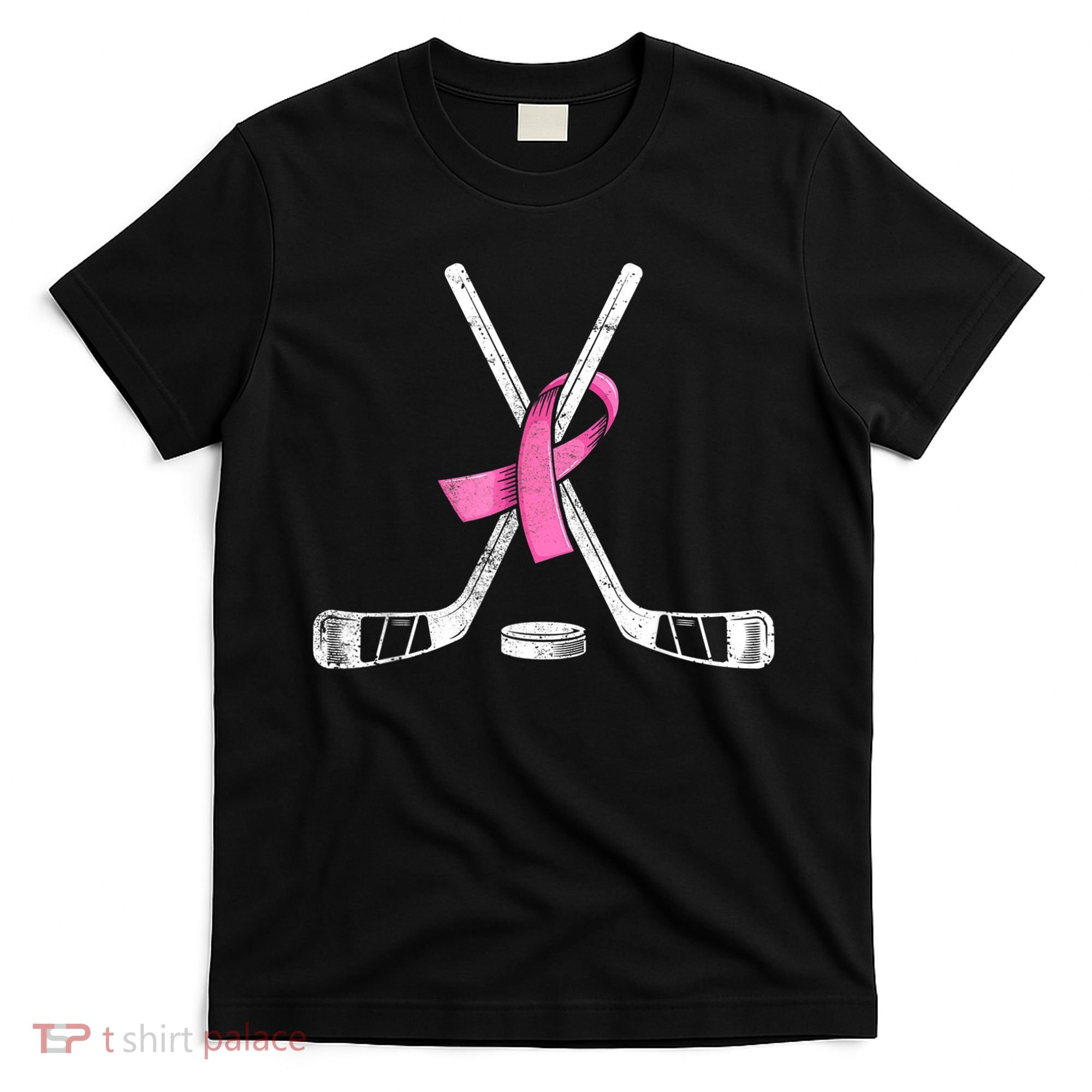 Hockey Pink Ribbon Breast Cancer Awareness Sport Lover T-Shirt