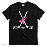 Hockey Pink Ribbon Breast Cancer Support for Sports Enthusiasts T-Shirt thumb 0