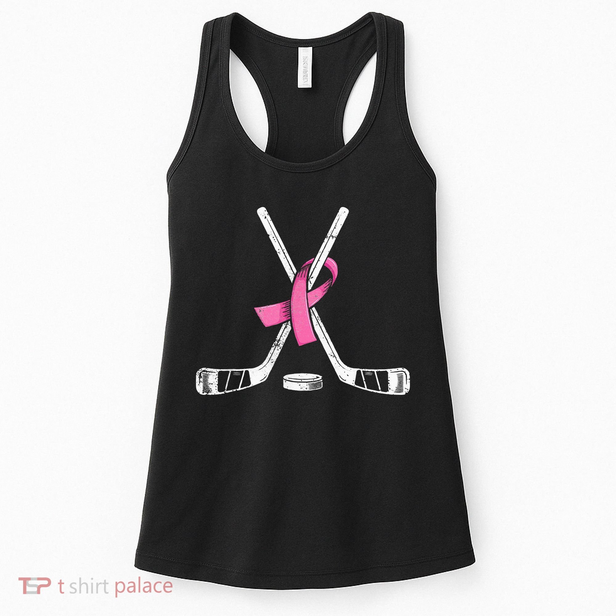 Hockey Pink Ribbon Breast Cancer Support for Sports Enthusiasts Women's Tank Top