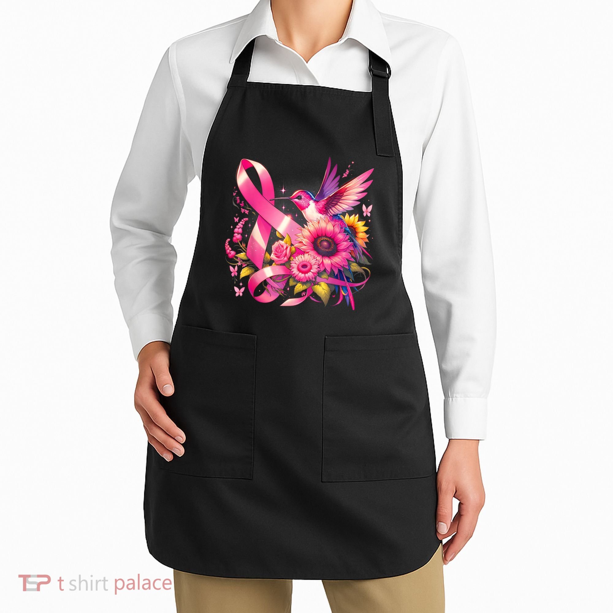 Hummingbird P.Ink Ribbon Breast Cancer Awareness Support Apron