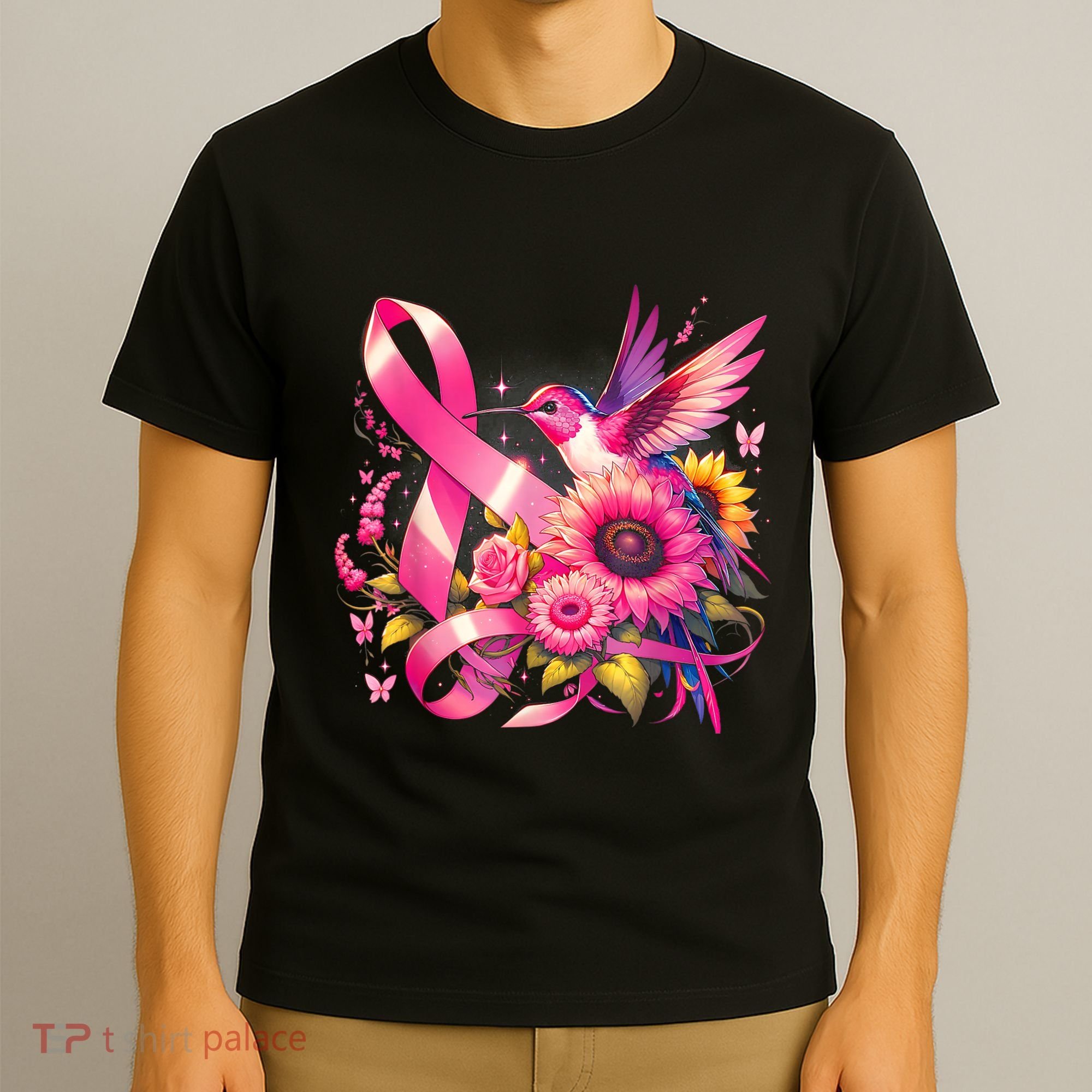 Hummingbird P.Ink Ribbon Breast Cancer Awareness Support T-Shirt