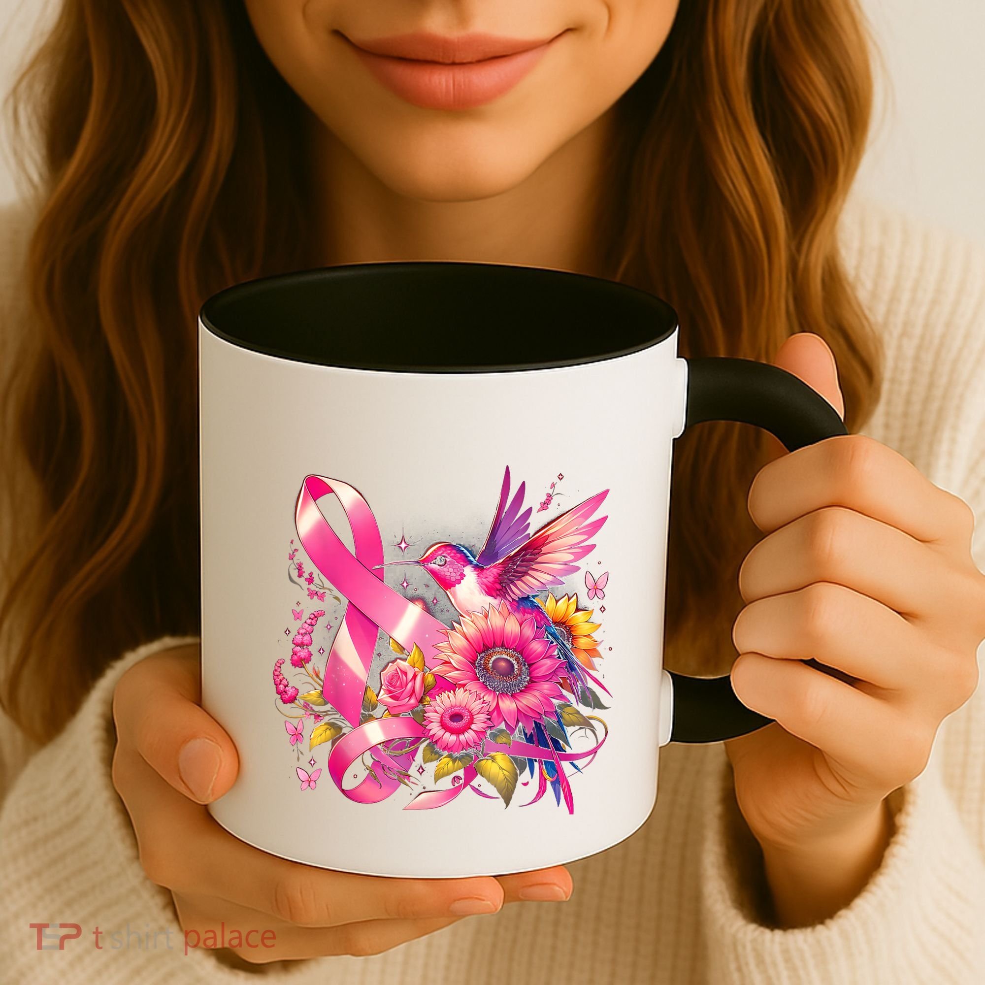 Hummingbird P.Ink Ribbon Breast Cancer Awareness Support Coffee Mug
