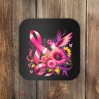 Hummingbird P.Ink Ribbon Breast Cancer Awareness Support Coaster thumb 0
