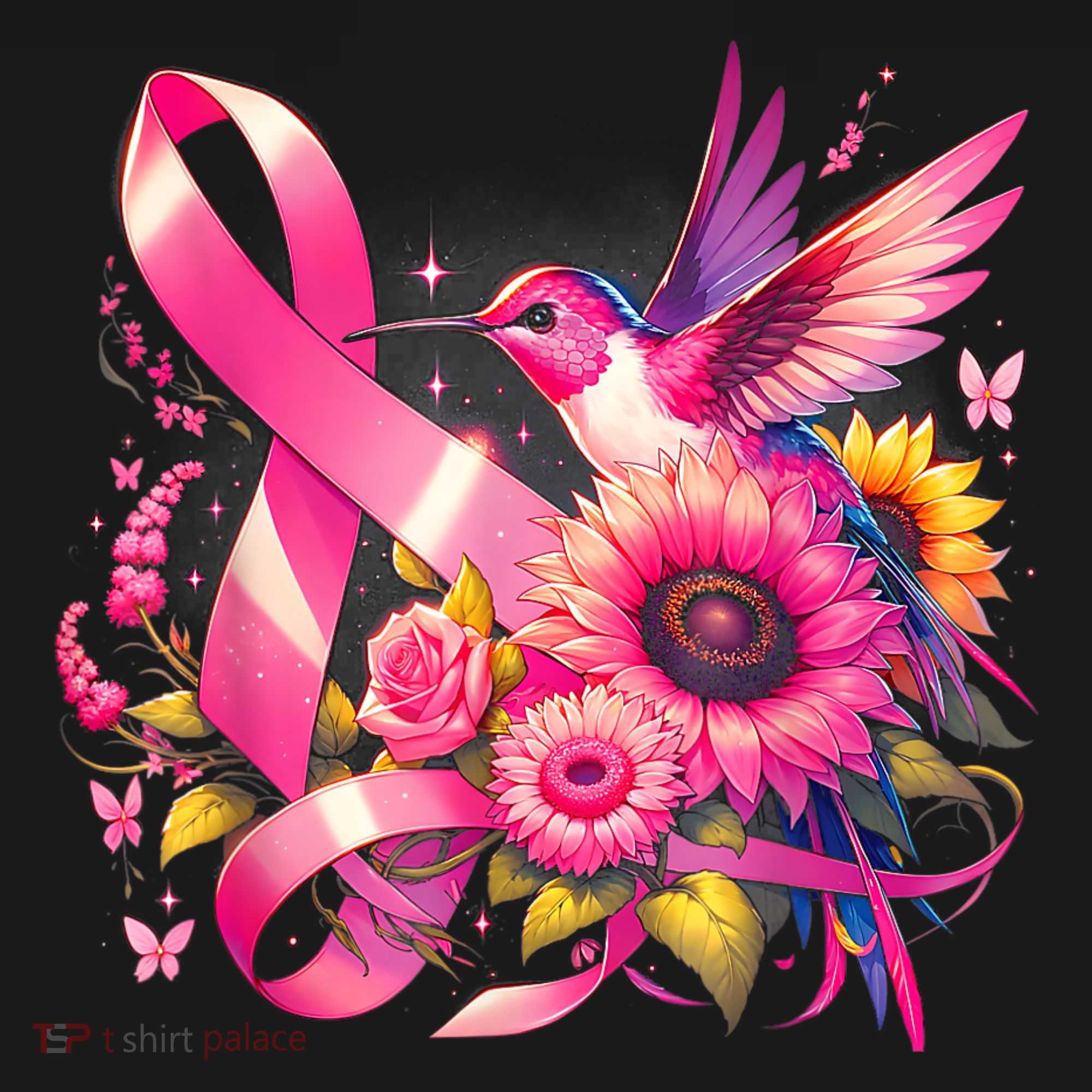 Hummingbird P.Ink Ribbon Breast Cancer Awareness Support Polo