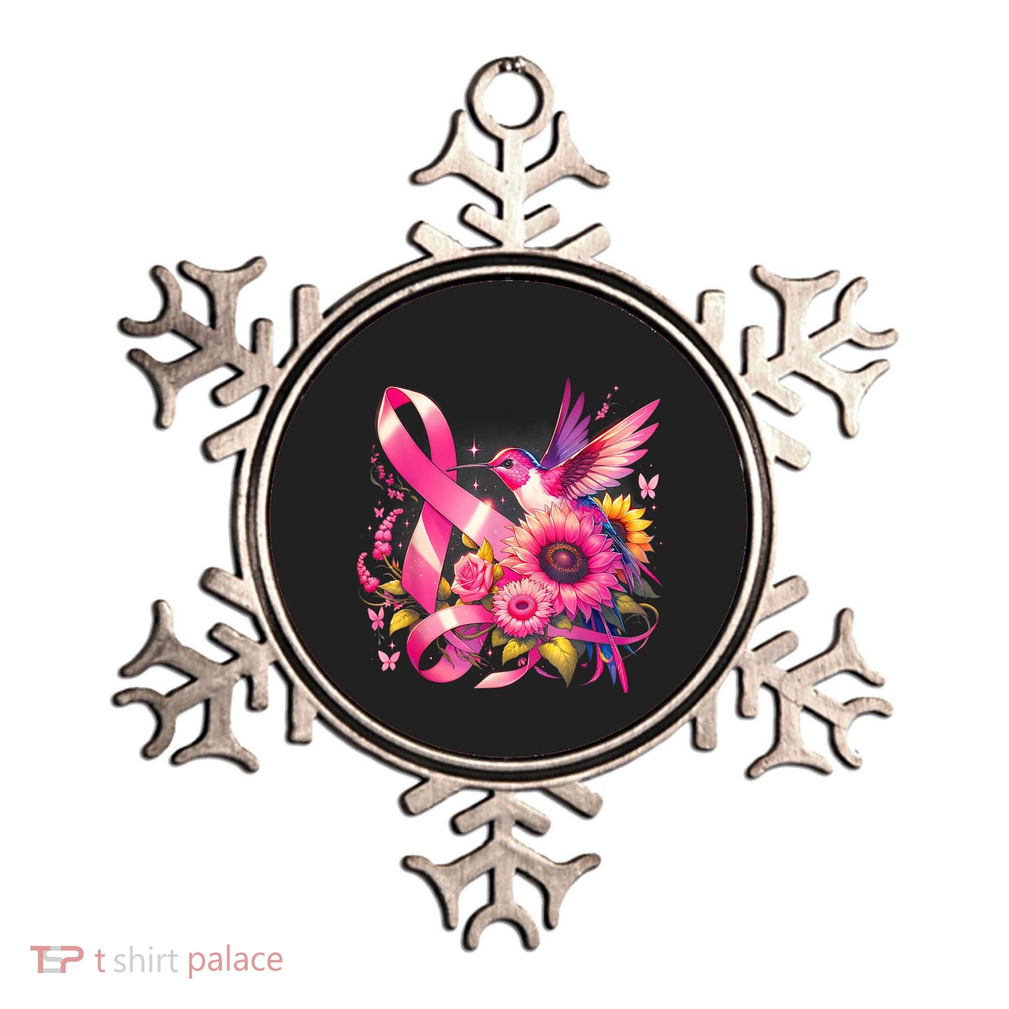 Hummingbird P.Ink Ribbon Breast Cancer Awareness Support Ornament