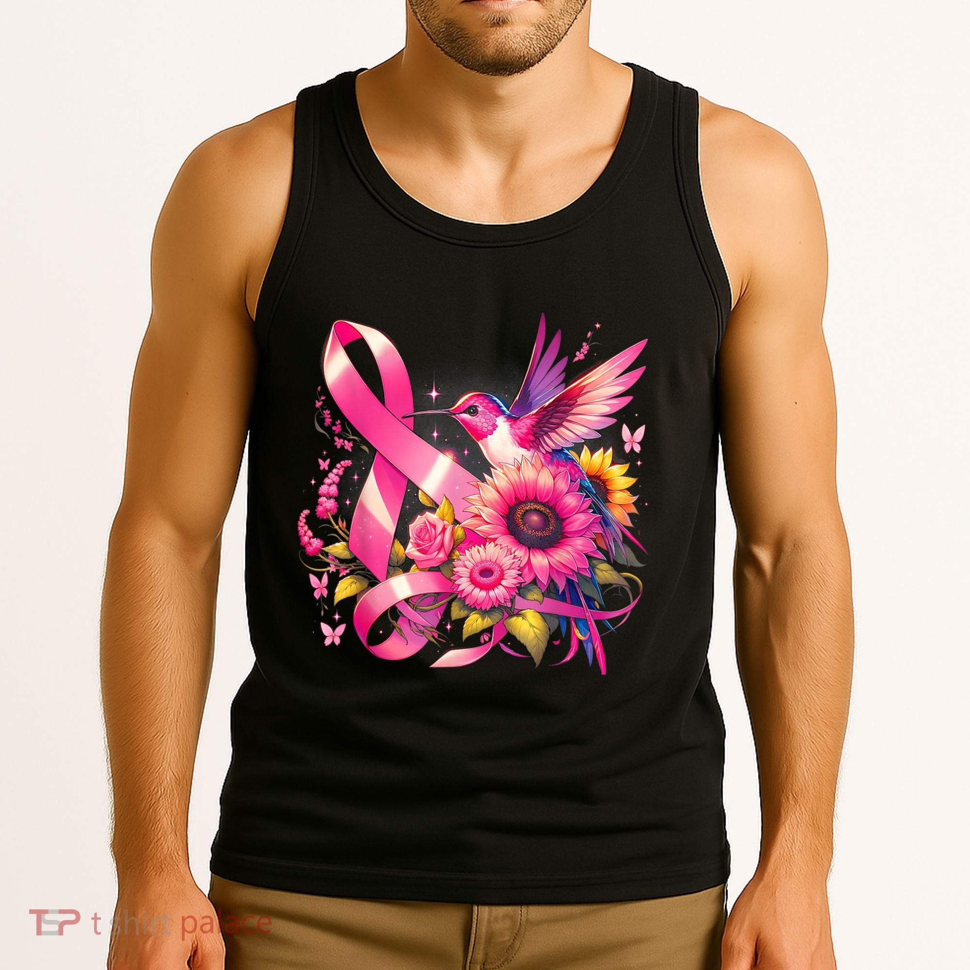 Hummingbird P.Ink Ribbon Breast Cancer Awareness Support Tank Top